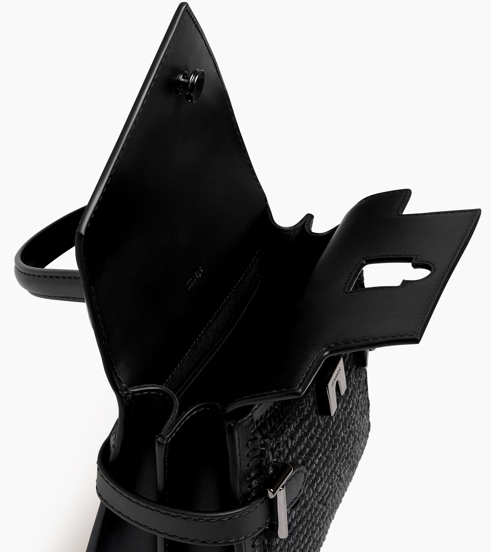 Emilie small handbag in raffia effect and smooth leather