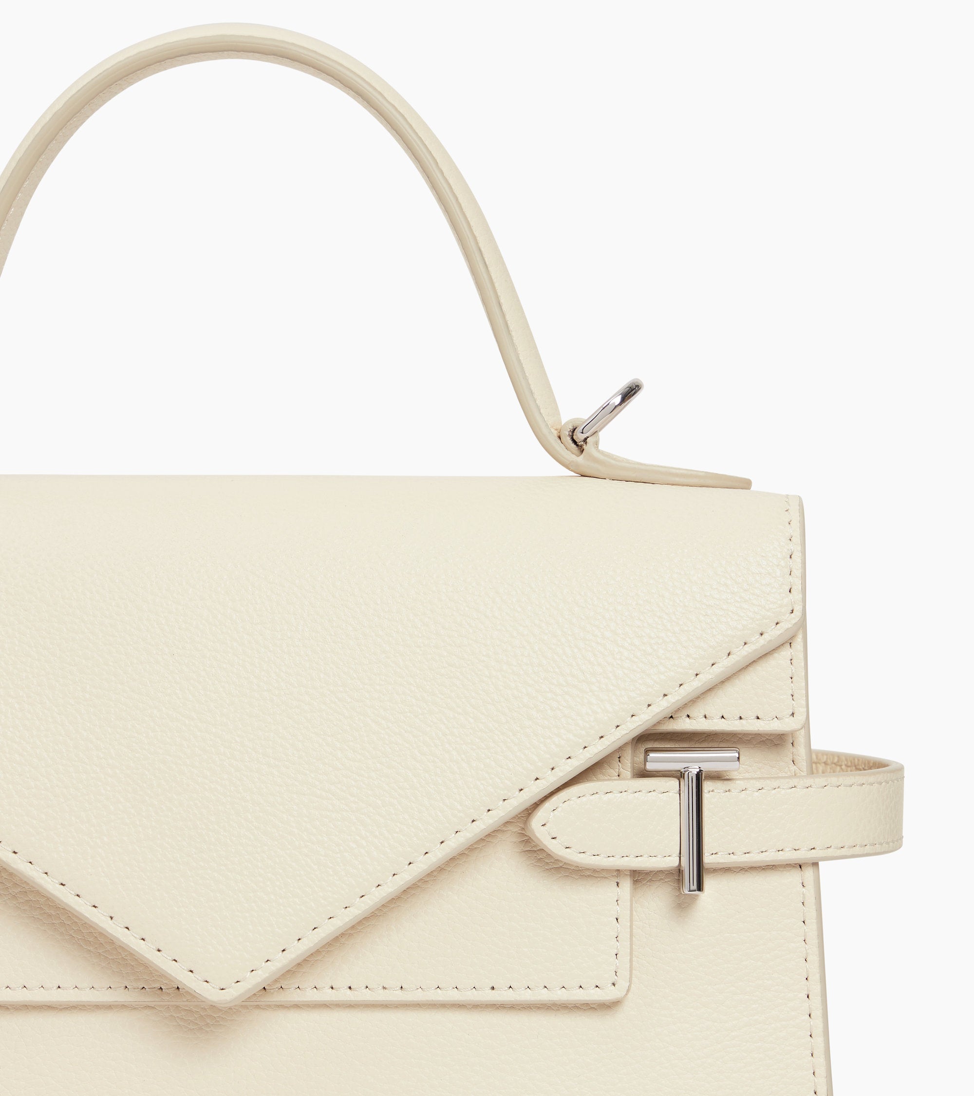 Emilie medium handbag with double flap in grained leather