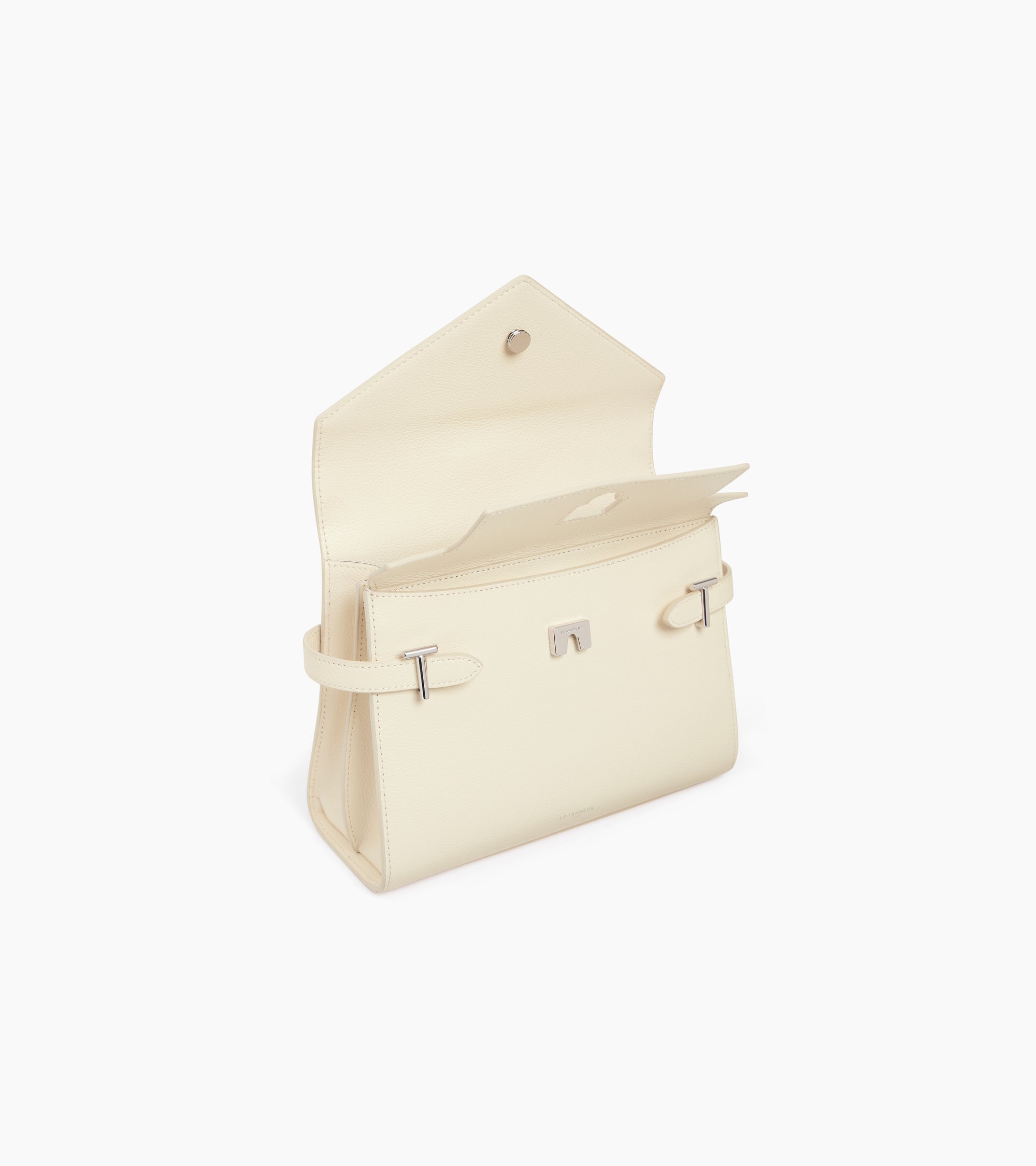 Emilie medium handbag with double flap in grained leather