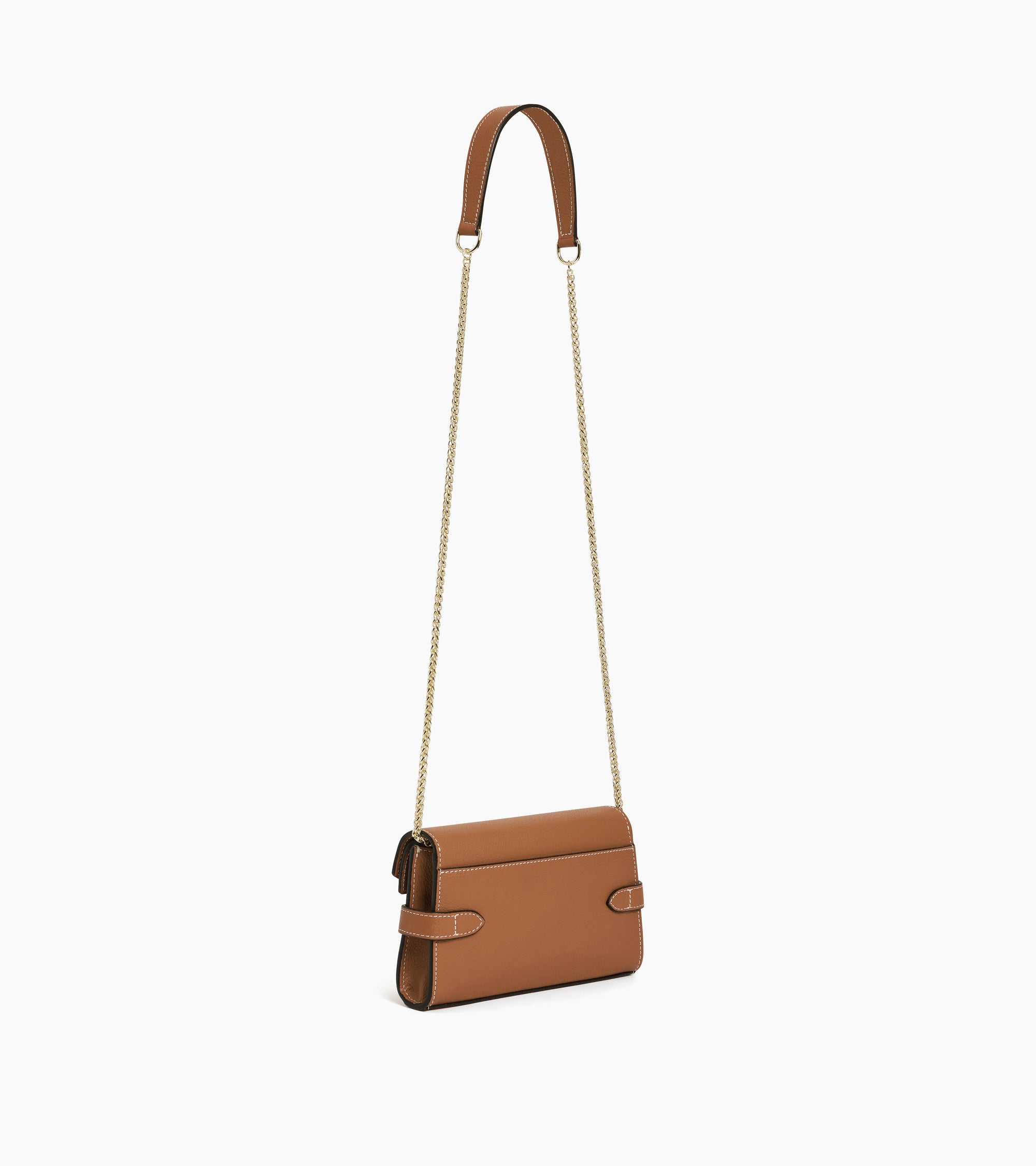 Emilie double flap grained leather small pouch