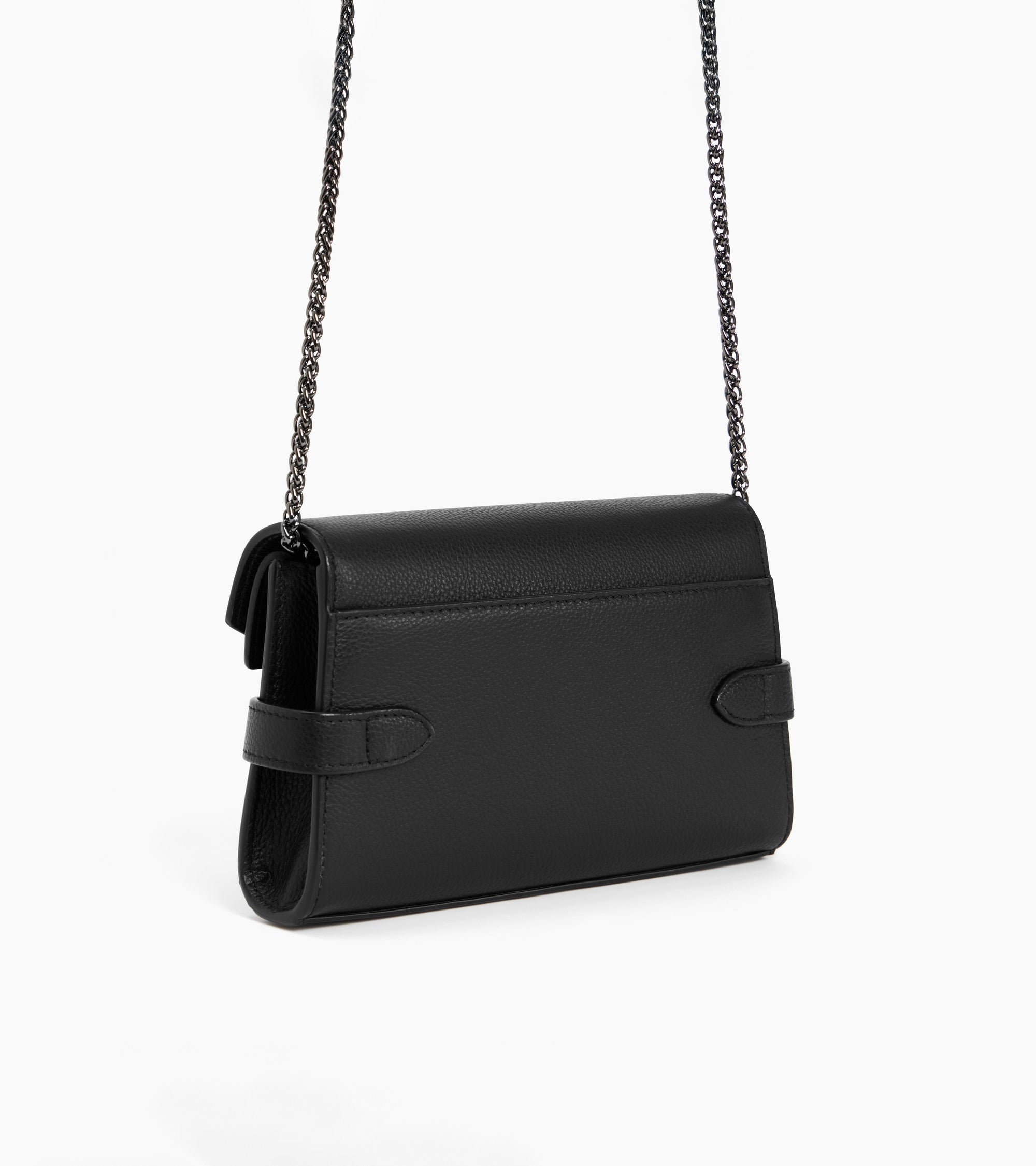 Emilie double flap grained leather small pouch