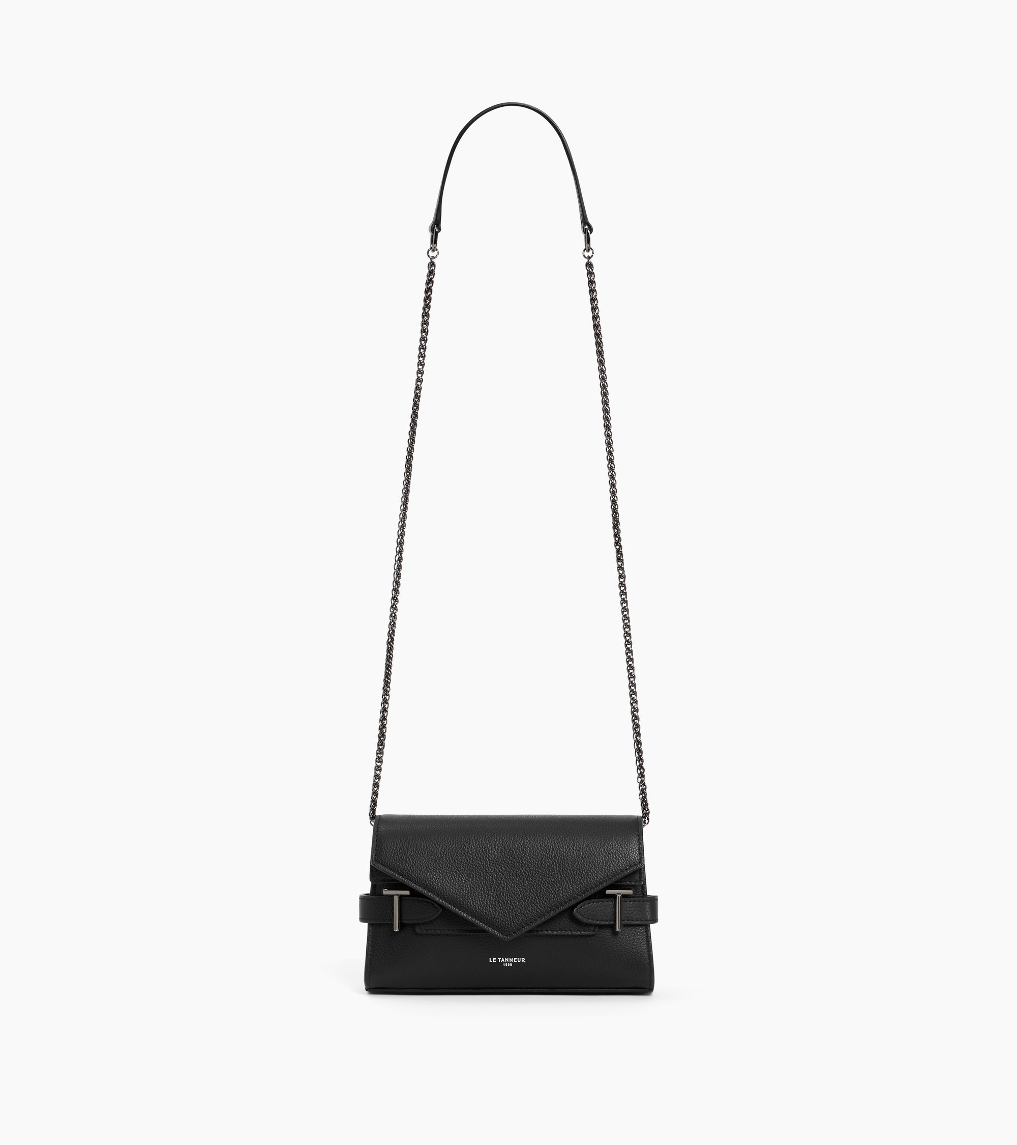 Emilie double flap grained leather small pouch