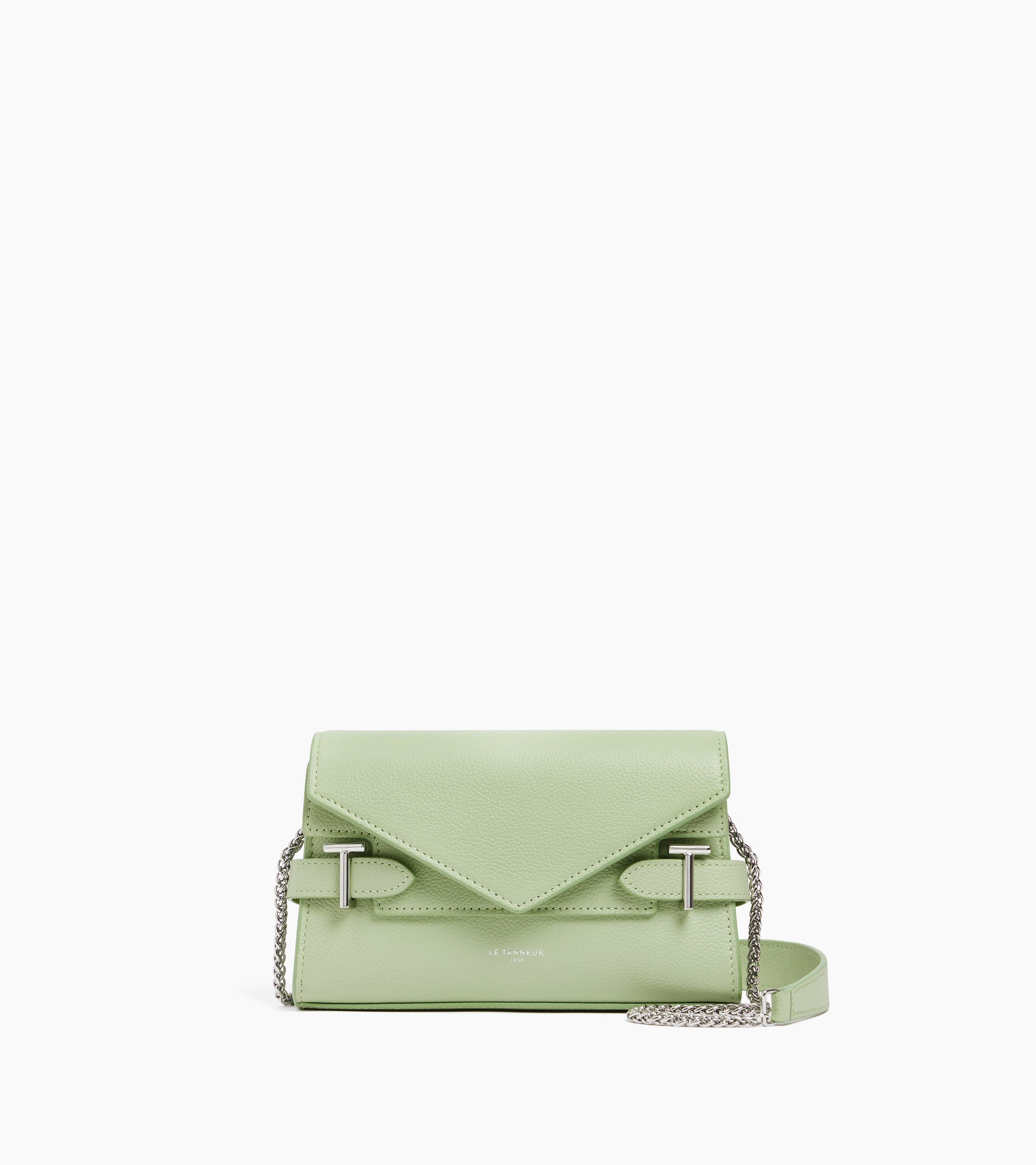 Emilie double flap small pouch in grained leather