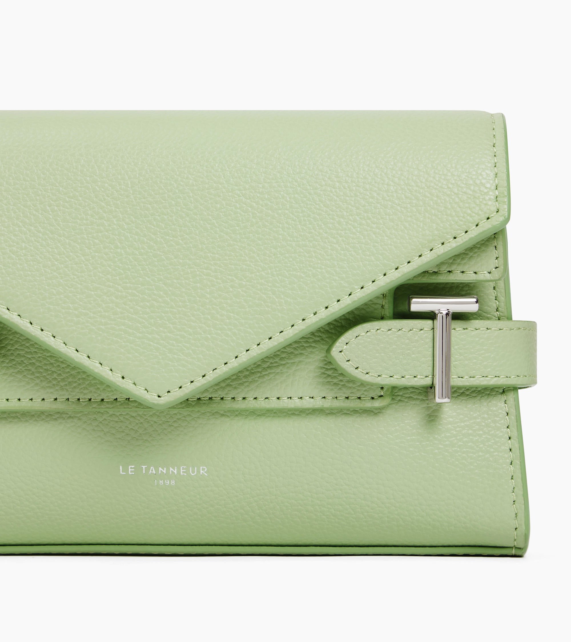 Emilie double flap small pouch in grained leather
