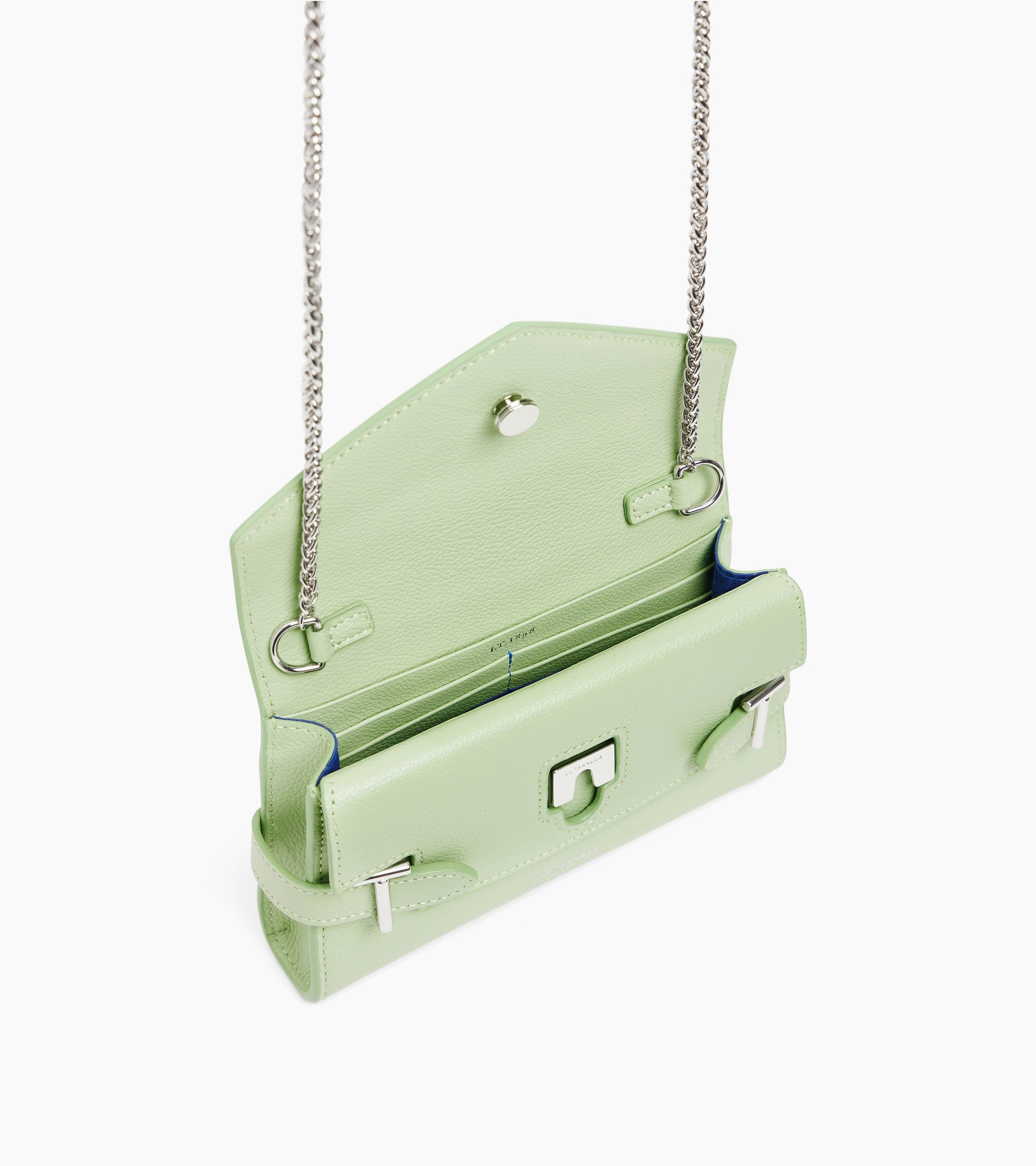 Emilie double flap small pouch in grained leather