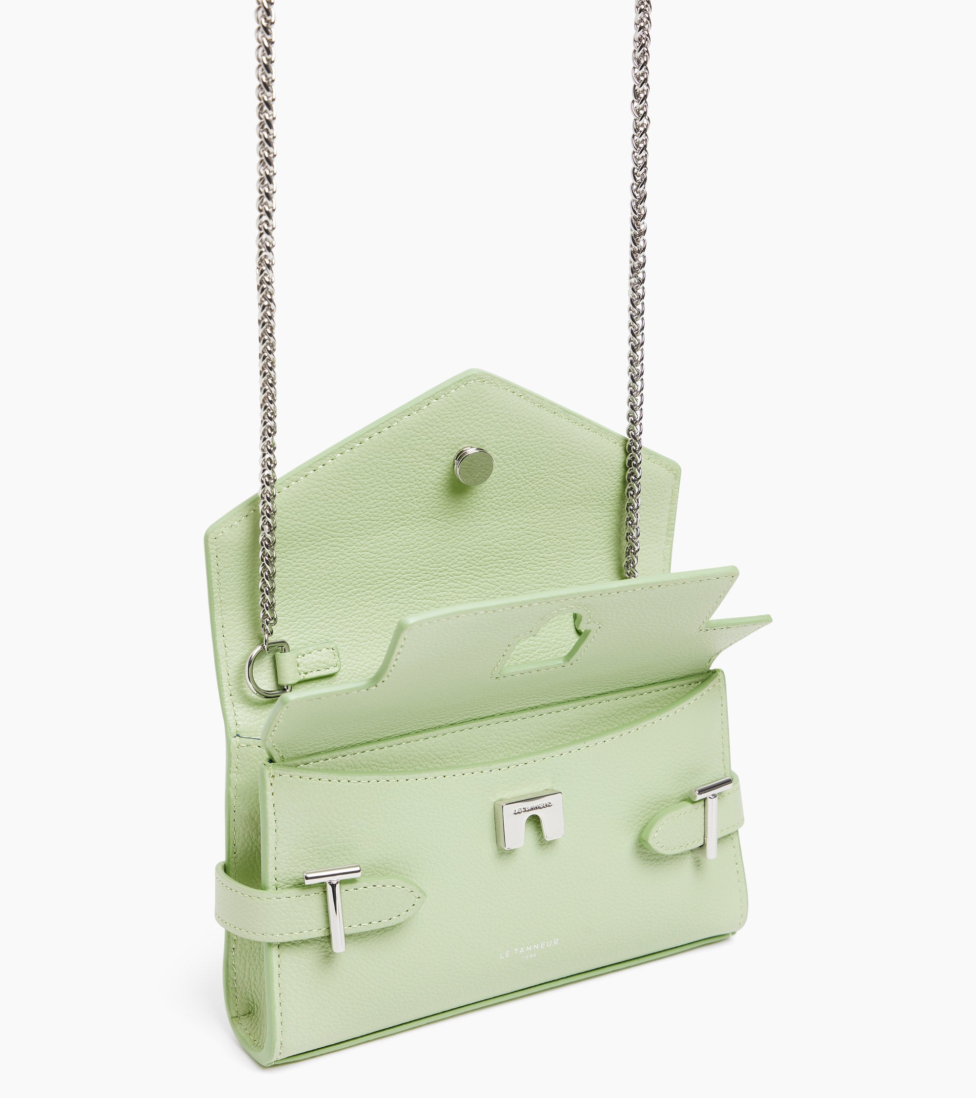 Emilie double flap small pouch in grained leather