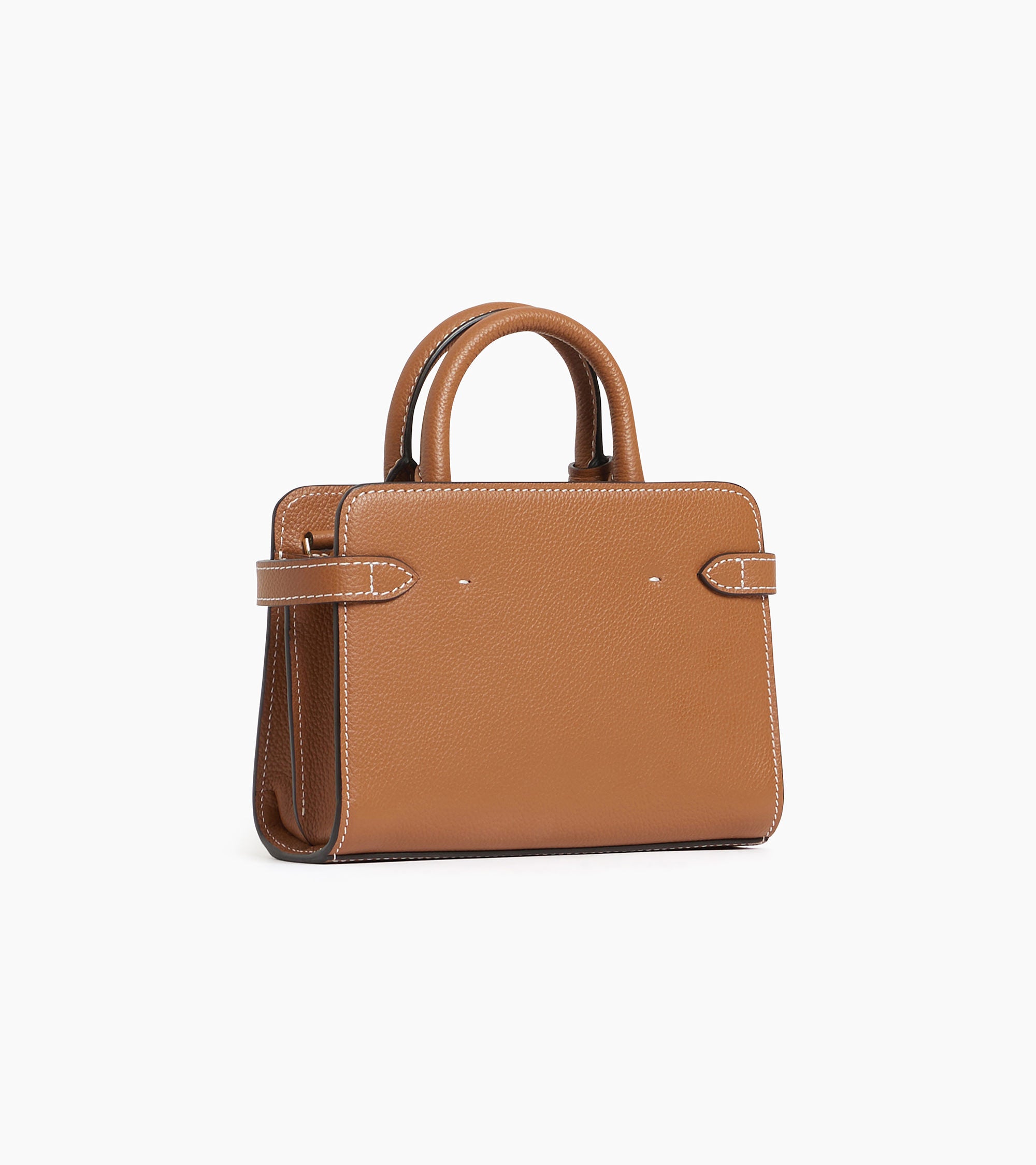Emilie mini handbag in grained leather Brown Tan