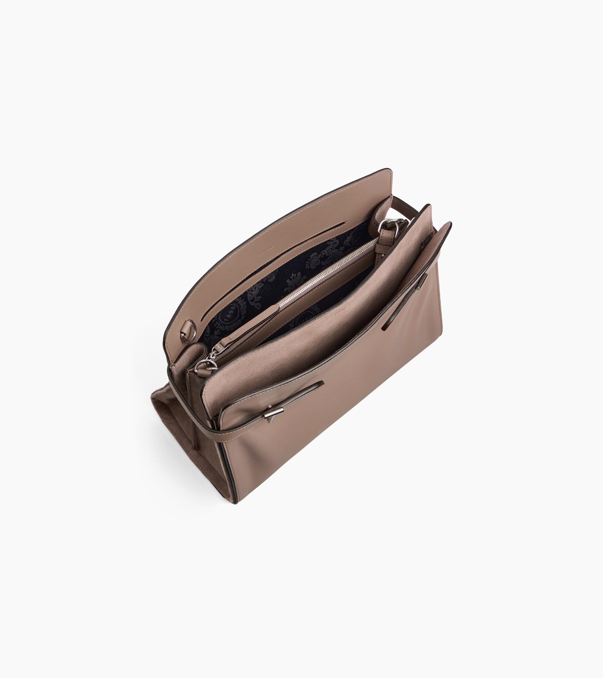 Sac porté épaule grand modèle Emie en cuir lisse et nubuck