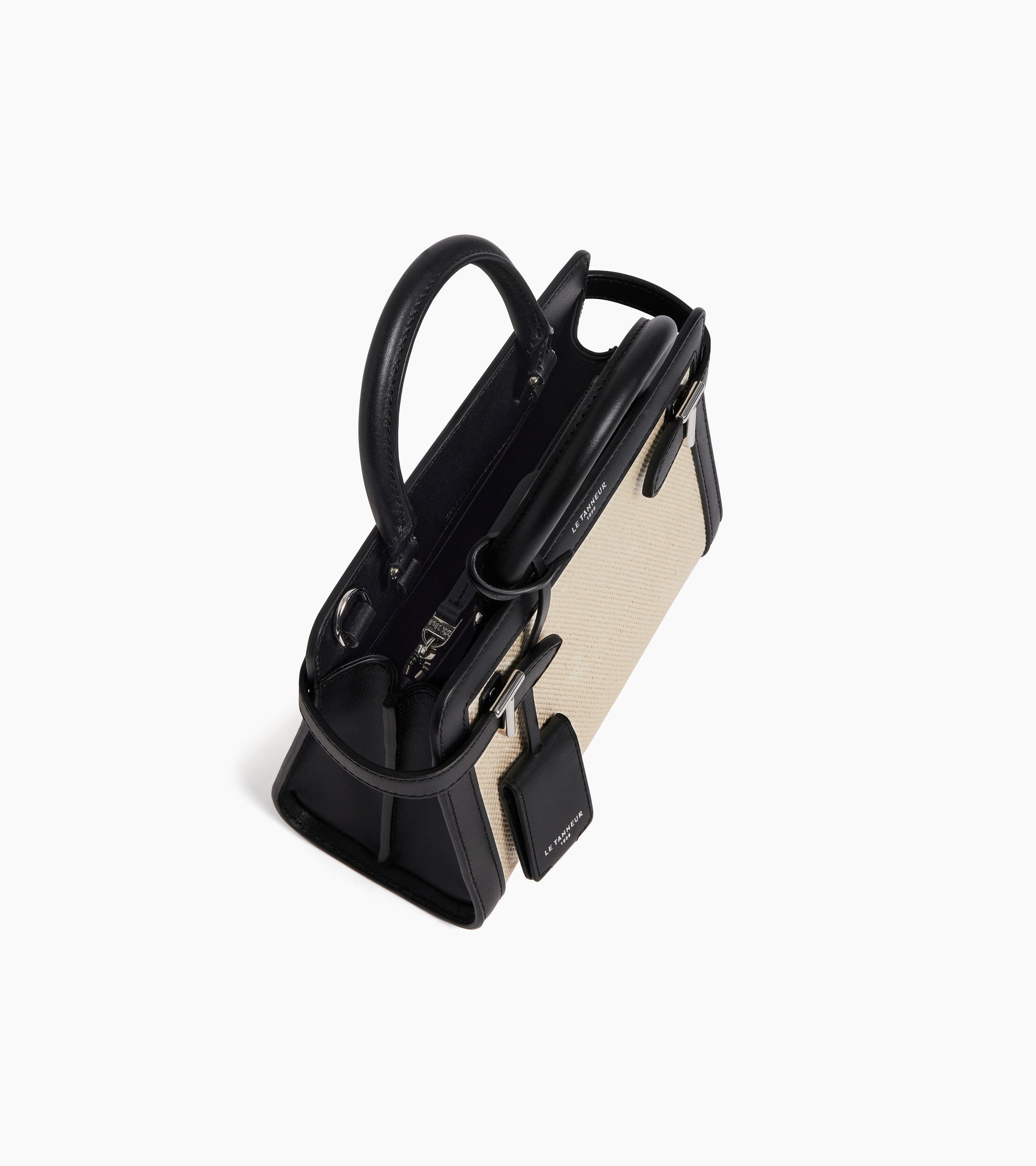 Emilie small handbag in cotton canvas and smooth leather