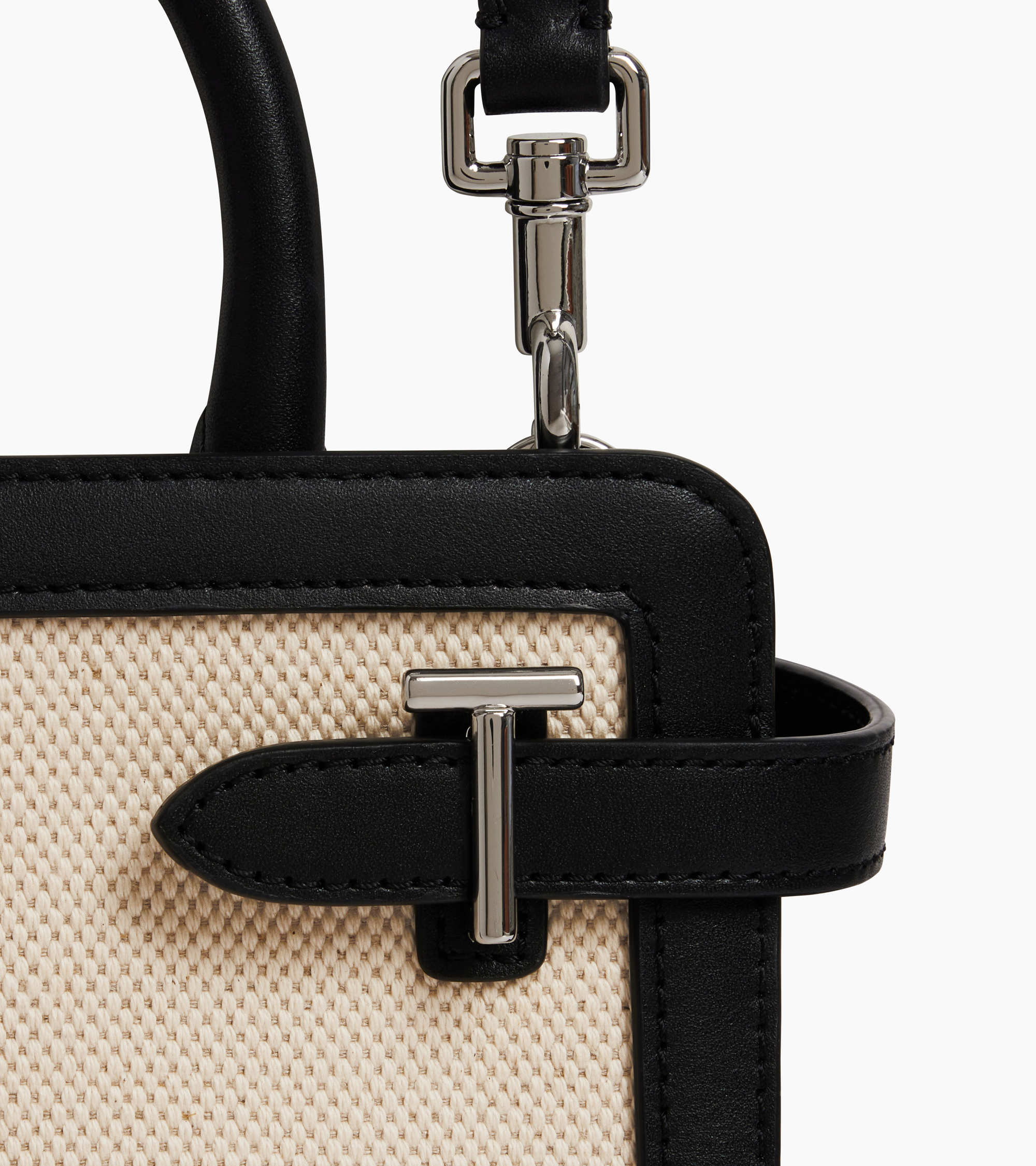 Emilie small handbag in cotton canvas and smooth leather