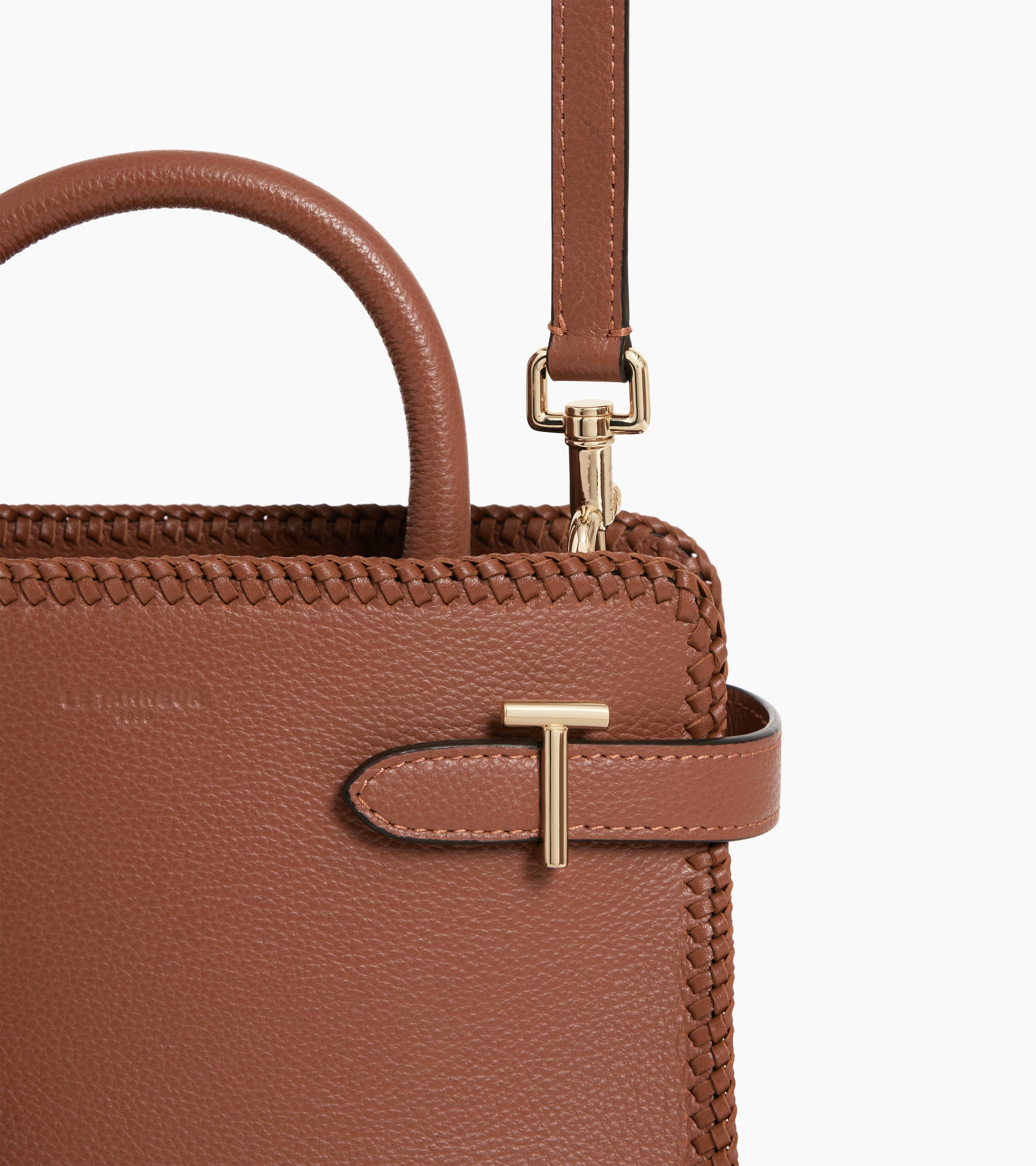 Emilie small handbag in grained leather with topstitching