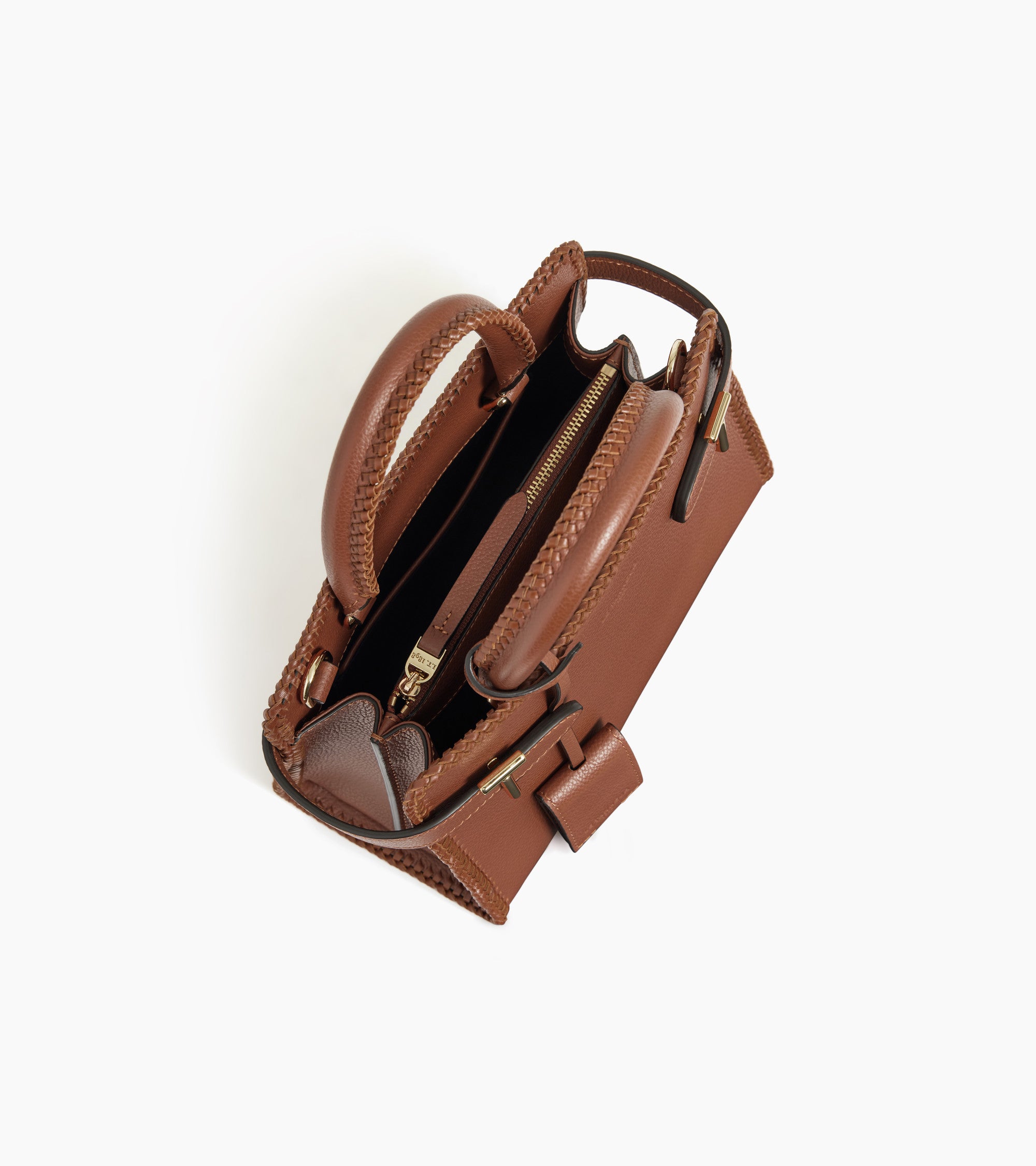 Emilie small handbag in grained leather with topstitching