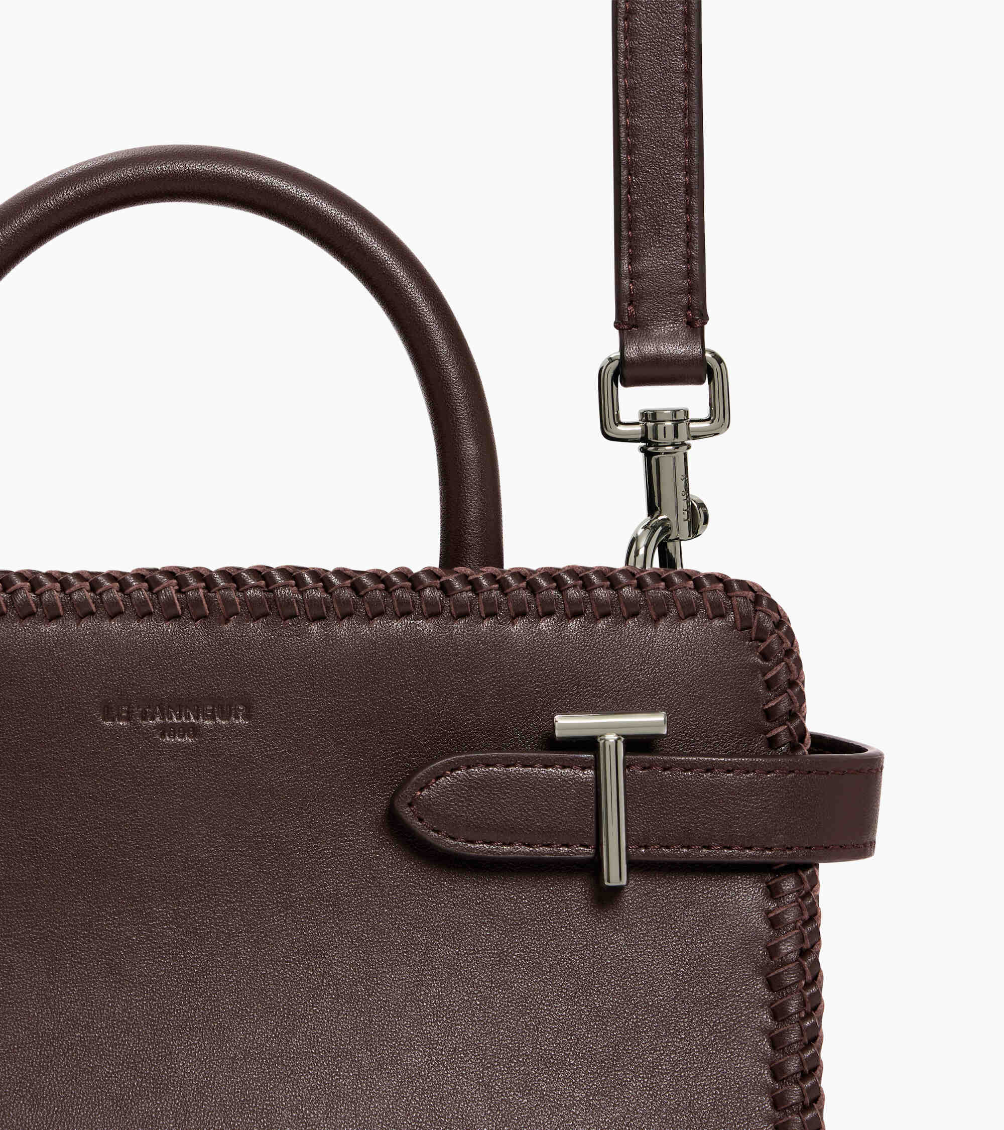 Emile small handbag with topstitching in smooth leather