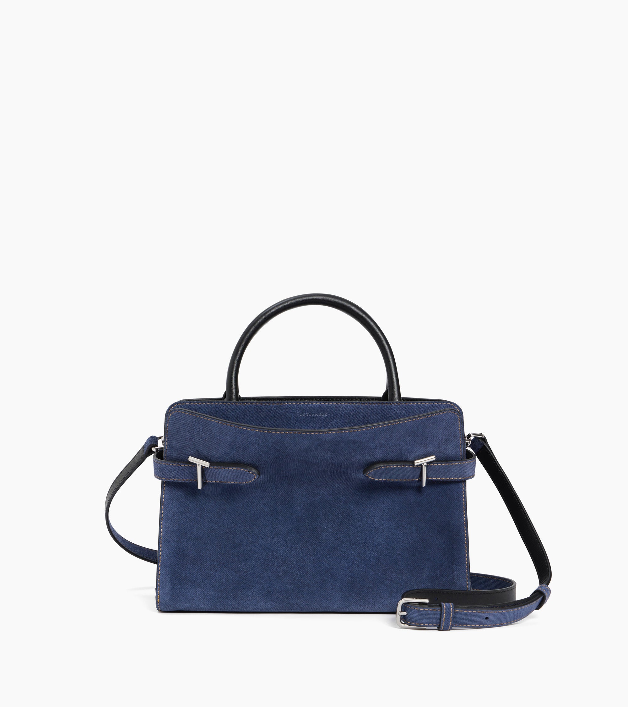 Emie medium handbag in denim-effect suede leather