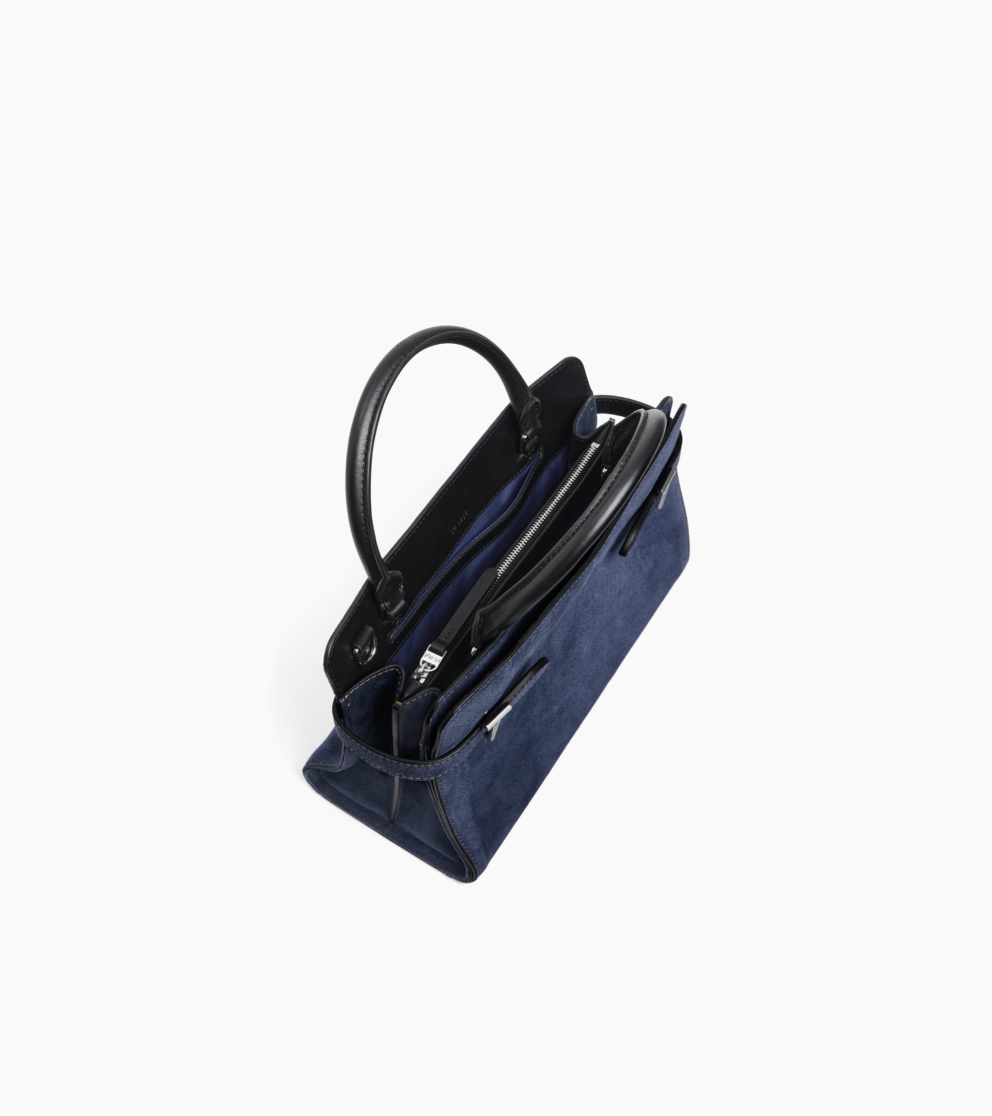 Emie medium handbag in denim-effect suede leather