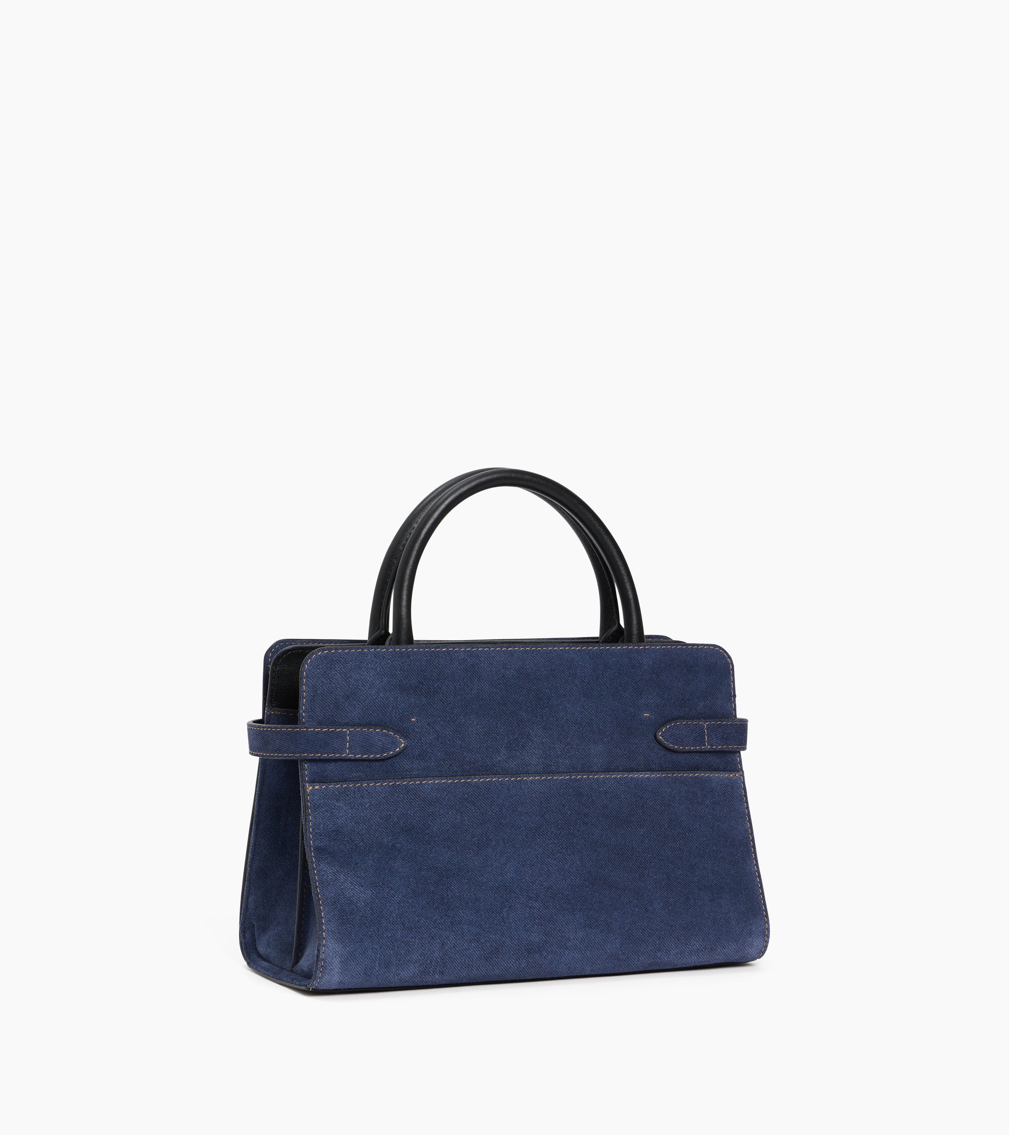 Emie medium handbag in denim-effect suede leather