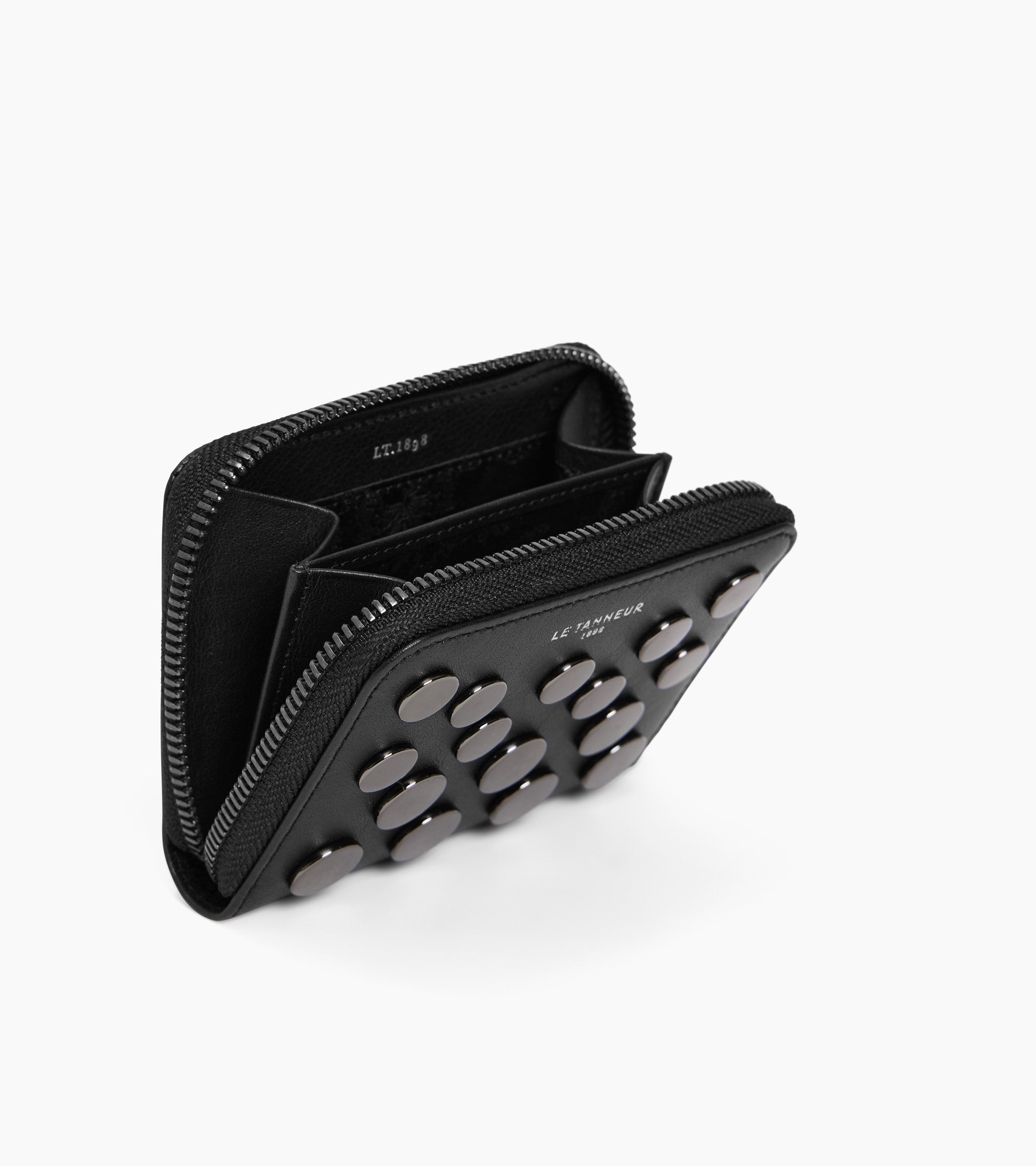 Emilie coin purse in smooth leather with studs