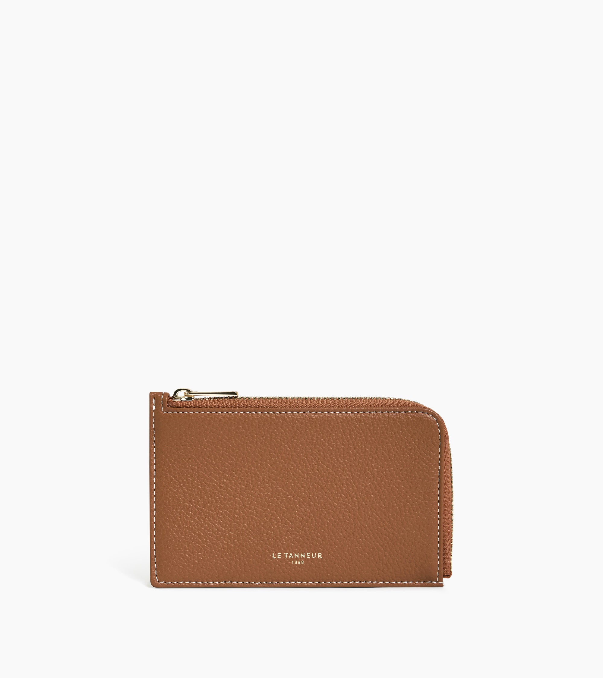 Emilie zipped card holder in grained leather