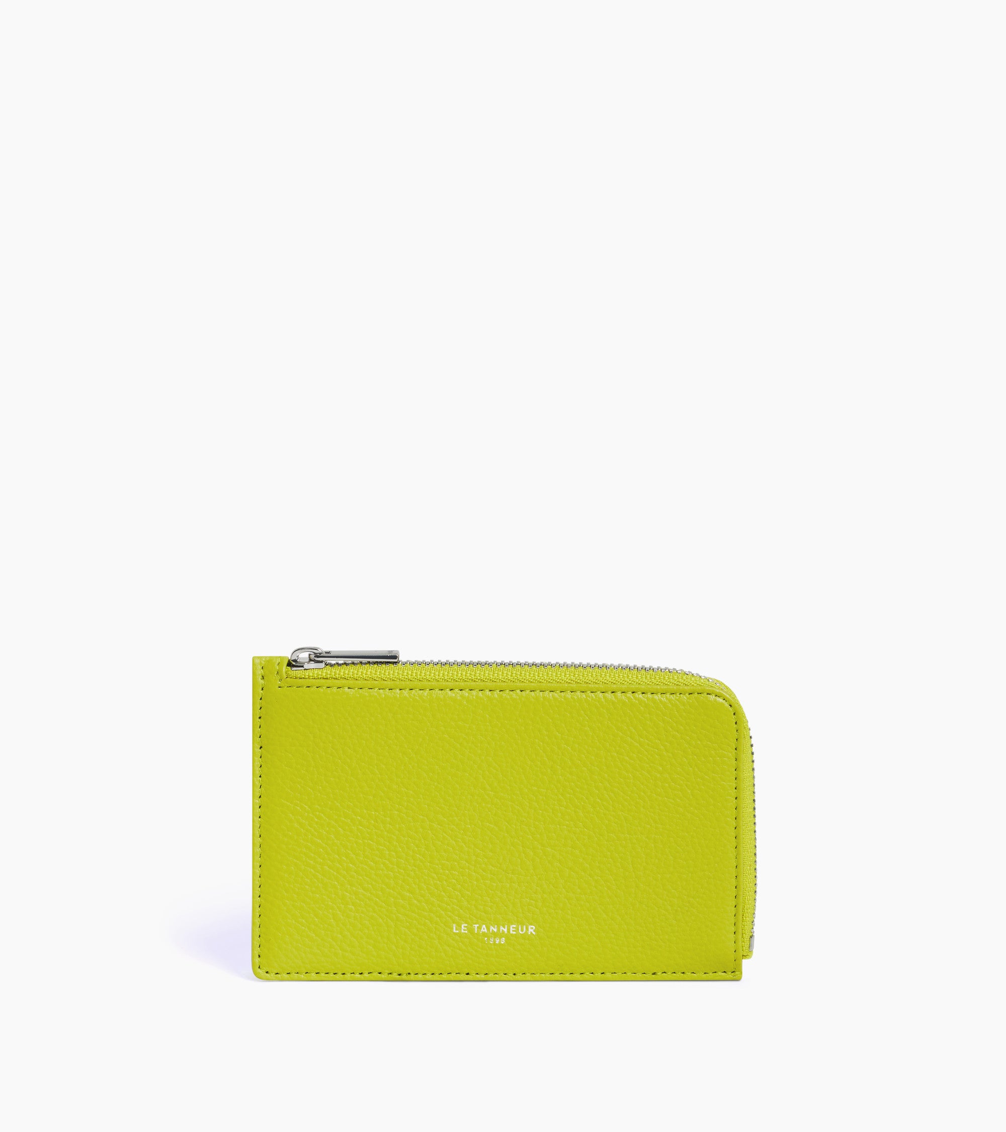 Emilie zipped card holder in grained leather