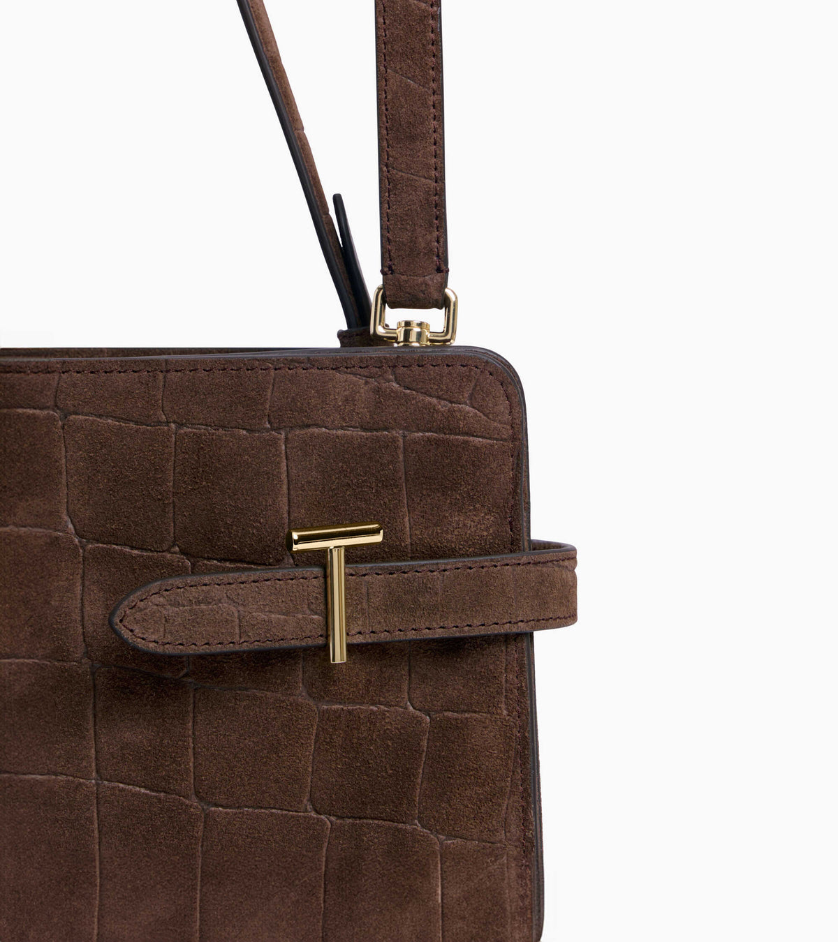 Emie large shoulder bag in mock croc suede split leather
