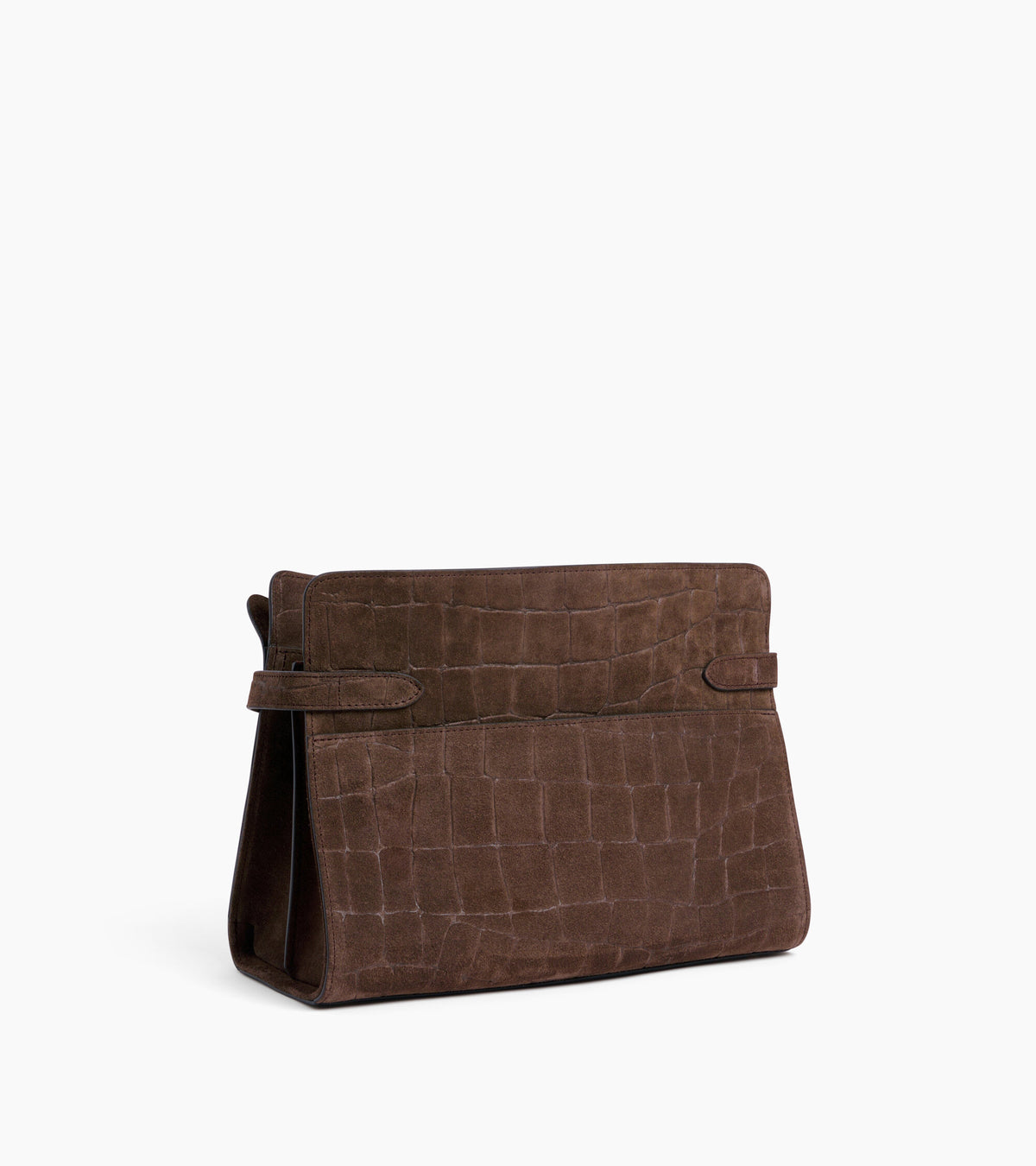 Emie large shoulder bag in mock croc suede split leather