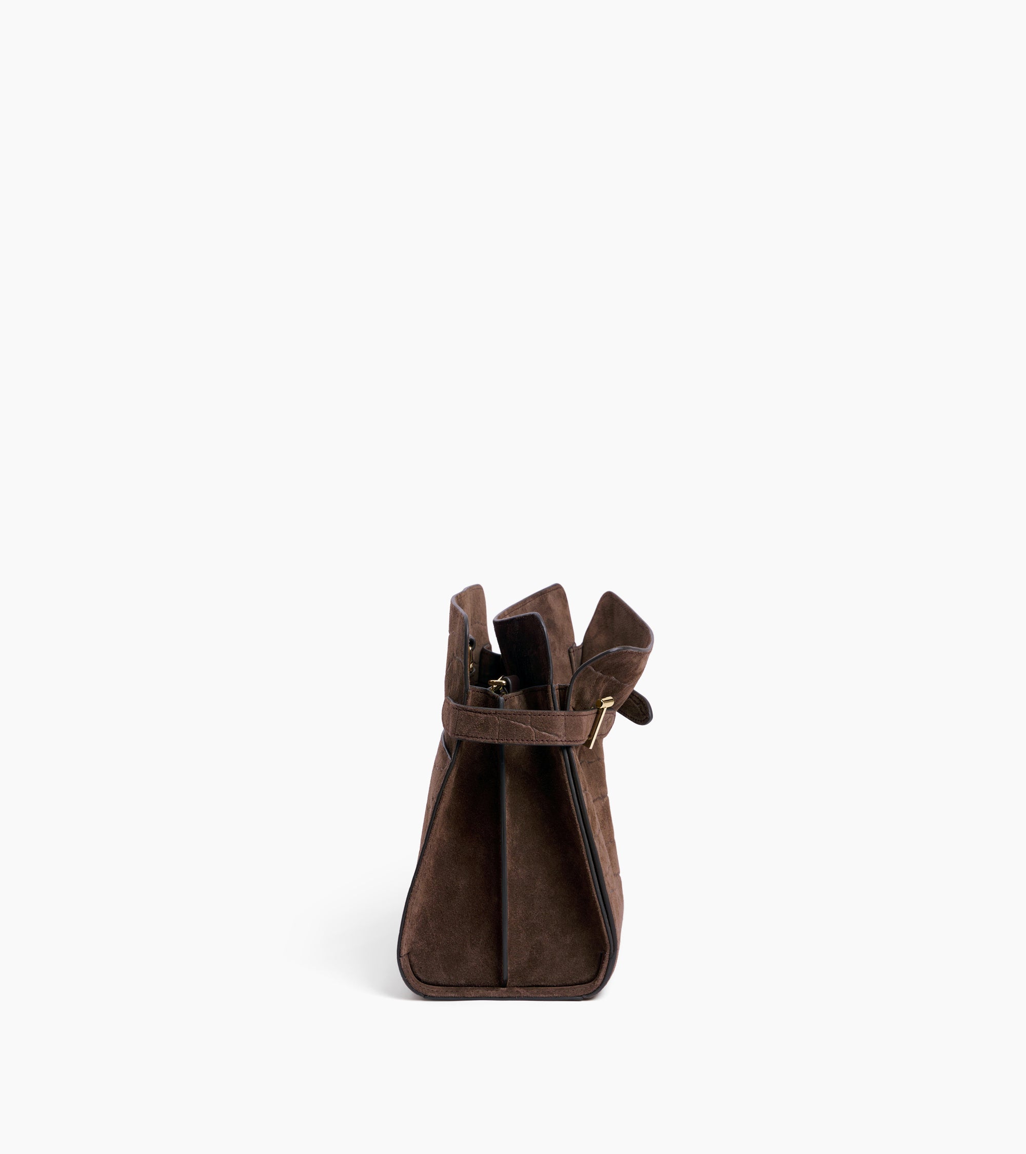 Emie large shoulder bag in mock croc suede split leather