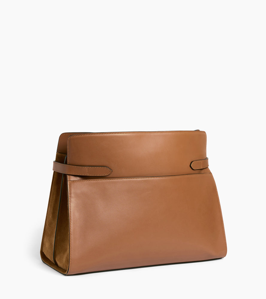 Emie maxi handbag in smooth leather and suede