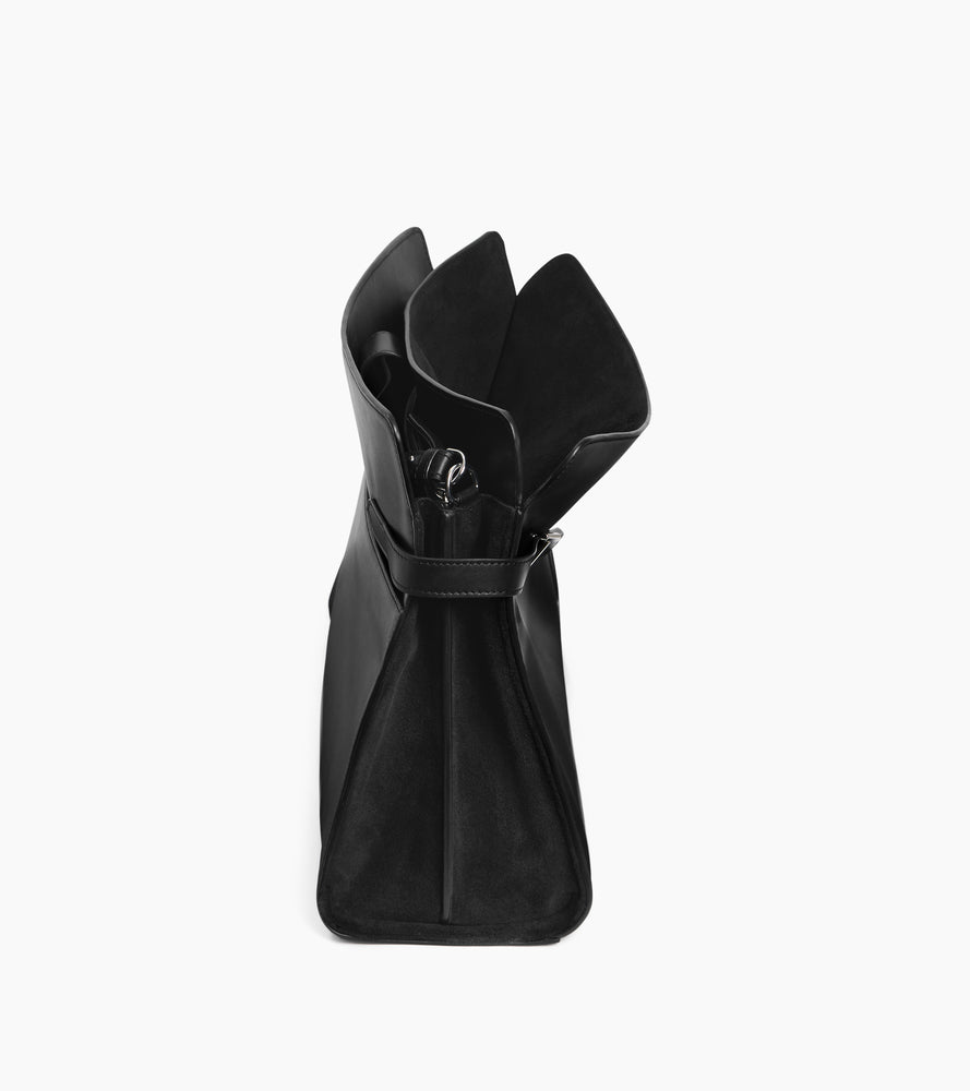 Maxi shoulder bag in smooth leather and nubuck
