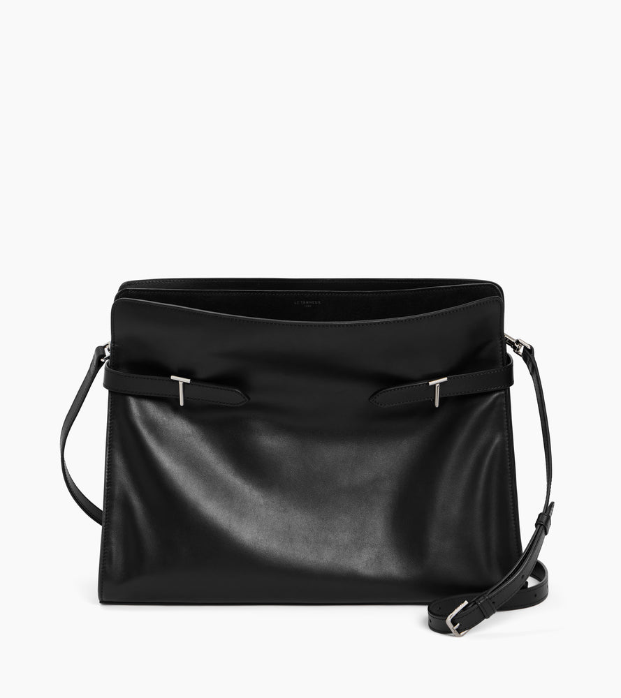 Maxi shoulder bag in smooth leather and nubuck