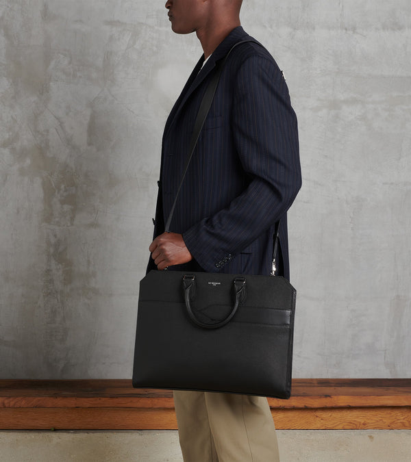 Gaston slim 15" briefcase in cross grain leather