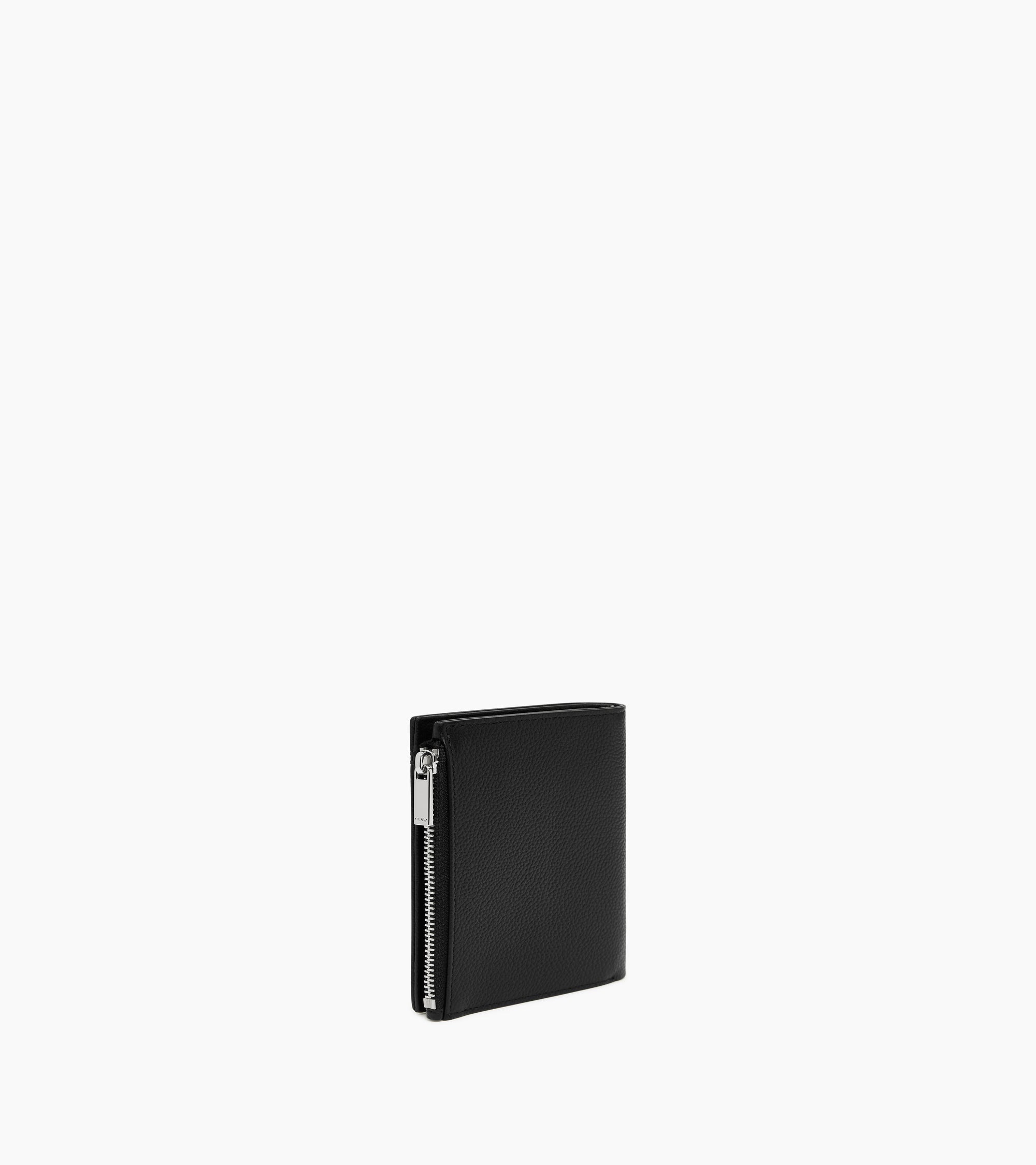 Lucien small vertical zipped wallet in grained leather
