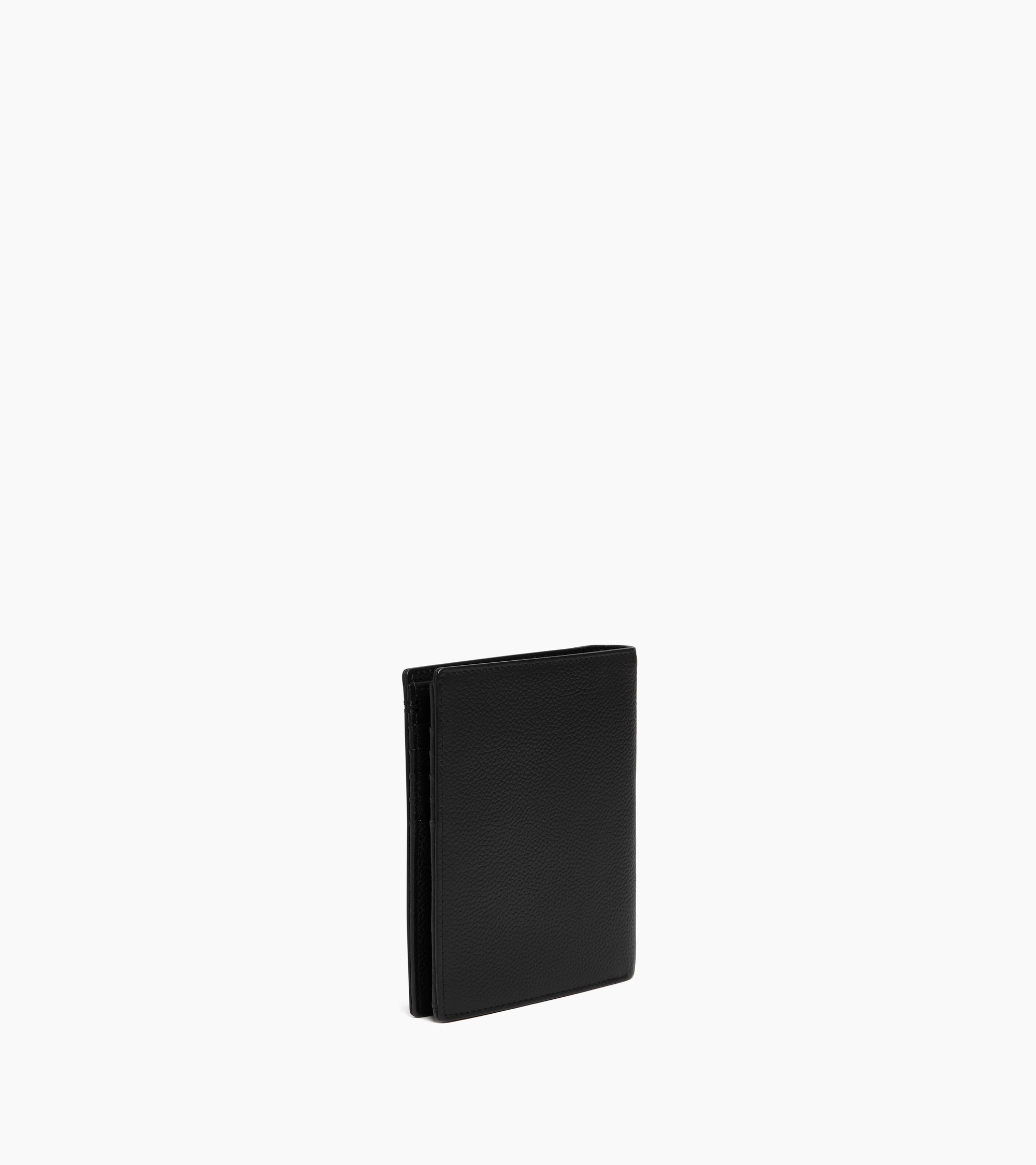 Lucien large vertical zipped wallet in grained leather