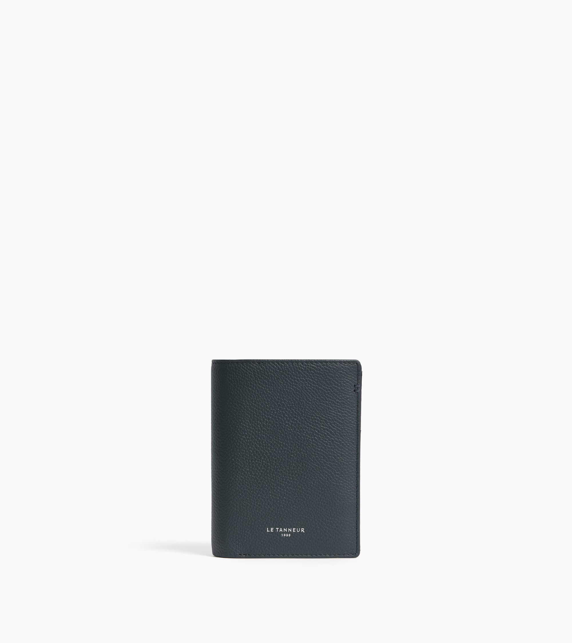 Lucien small vertical two-fold zipped wallet in grained leather