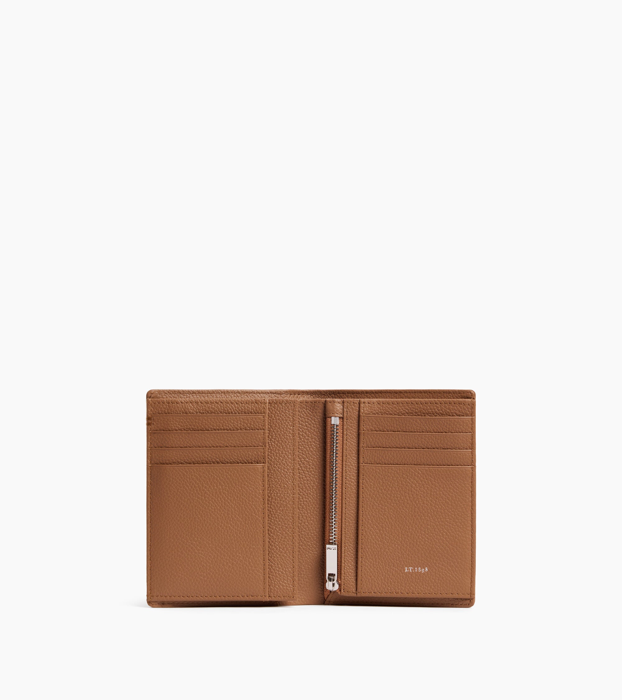Lucien small vertical two-fold zipped wallet in grained leather