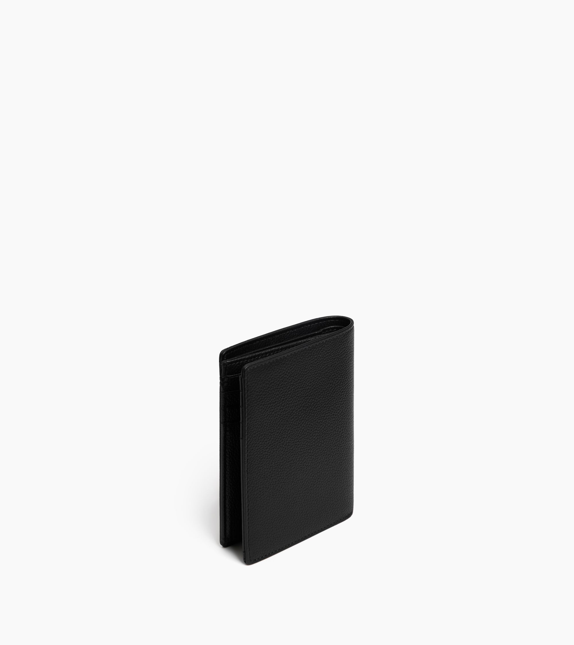 Lucien small vertical two-fold zipped wallet in grained leather