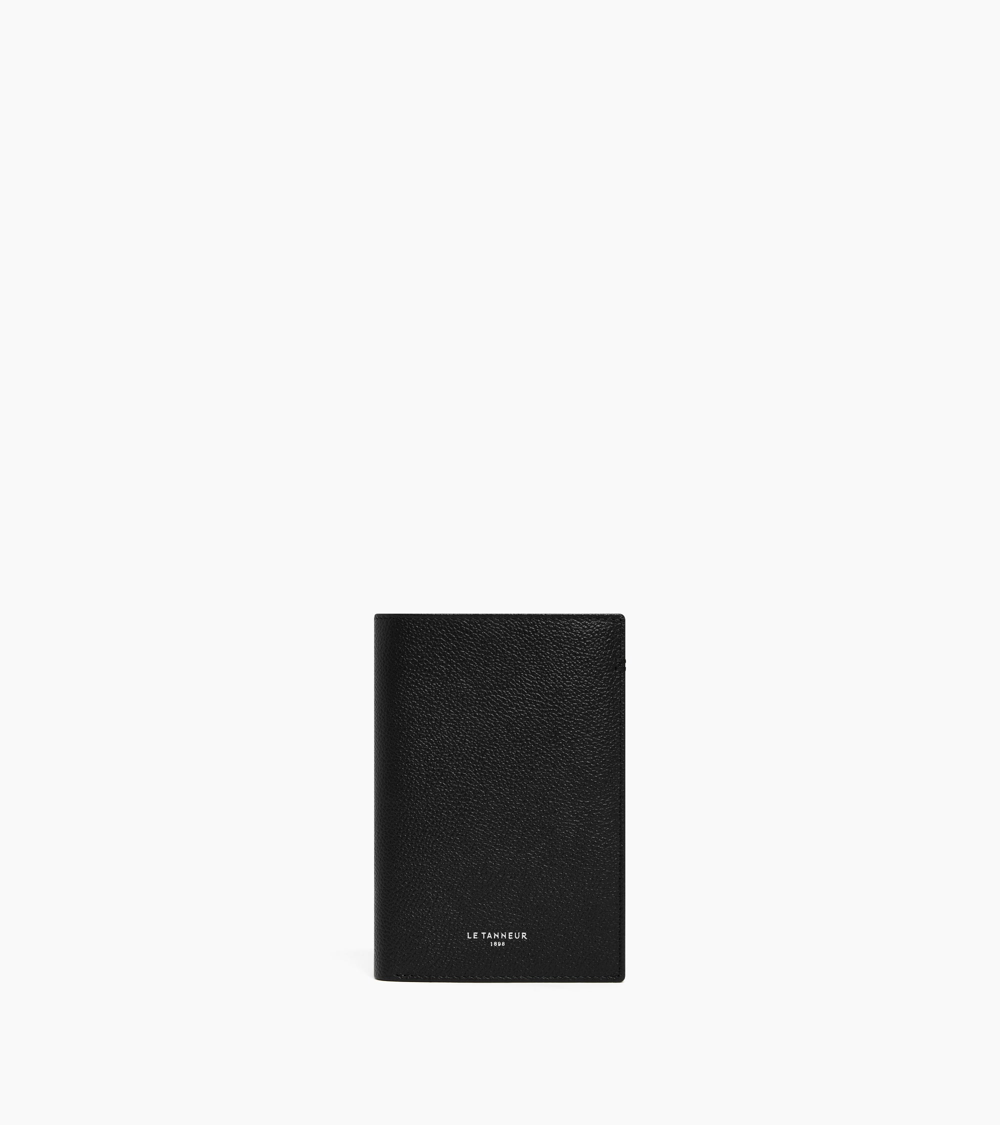 Lucien medium vertical two-fold zipped wallet in grained leather