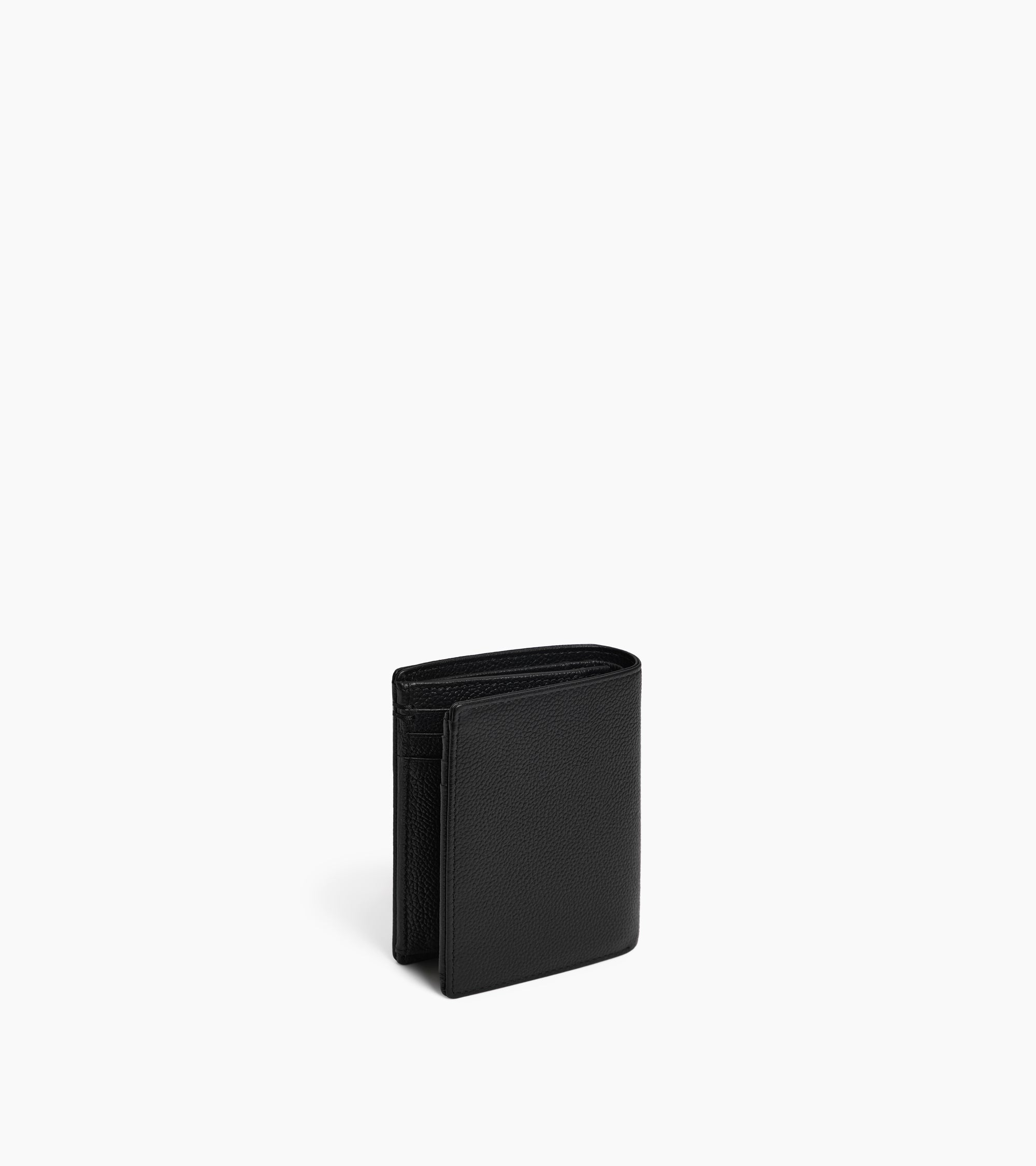 Lucien large vertical two-fold zipped wallet in grained leather