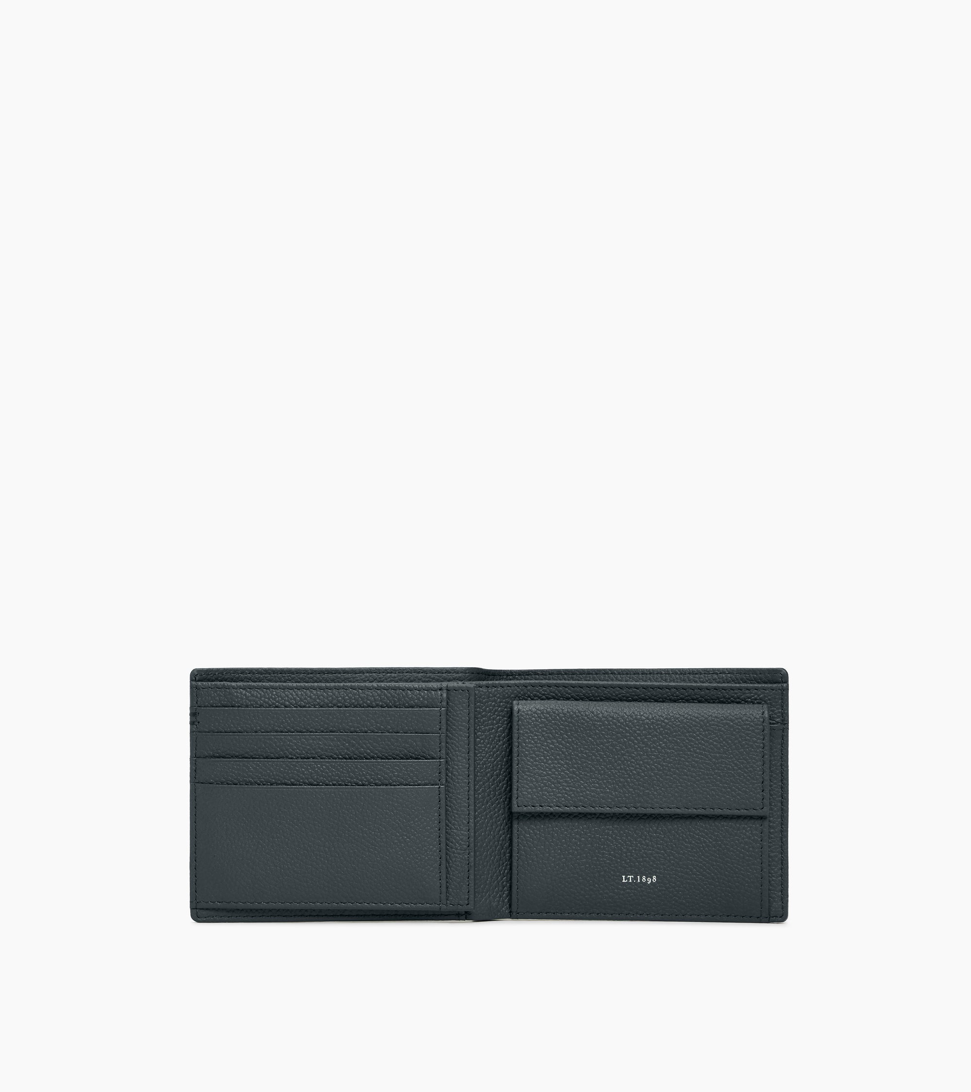 Lucien two-fold wallet with flap in grained leather