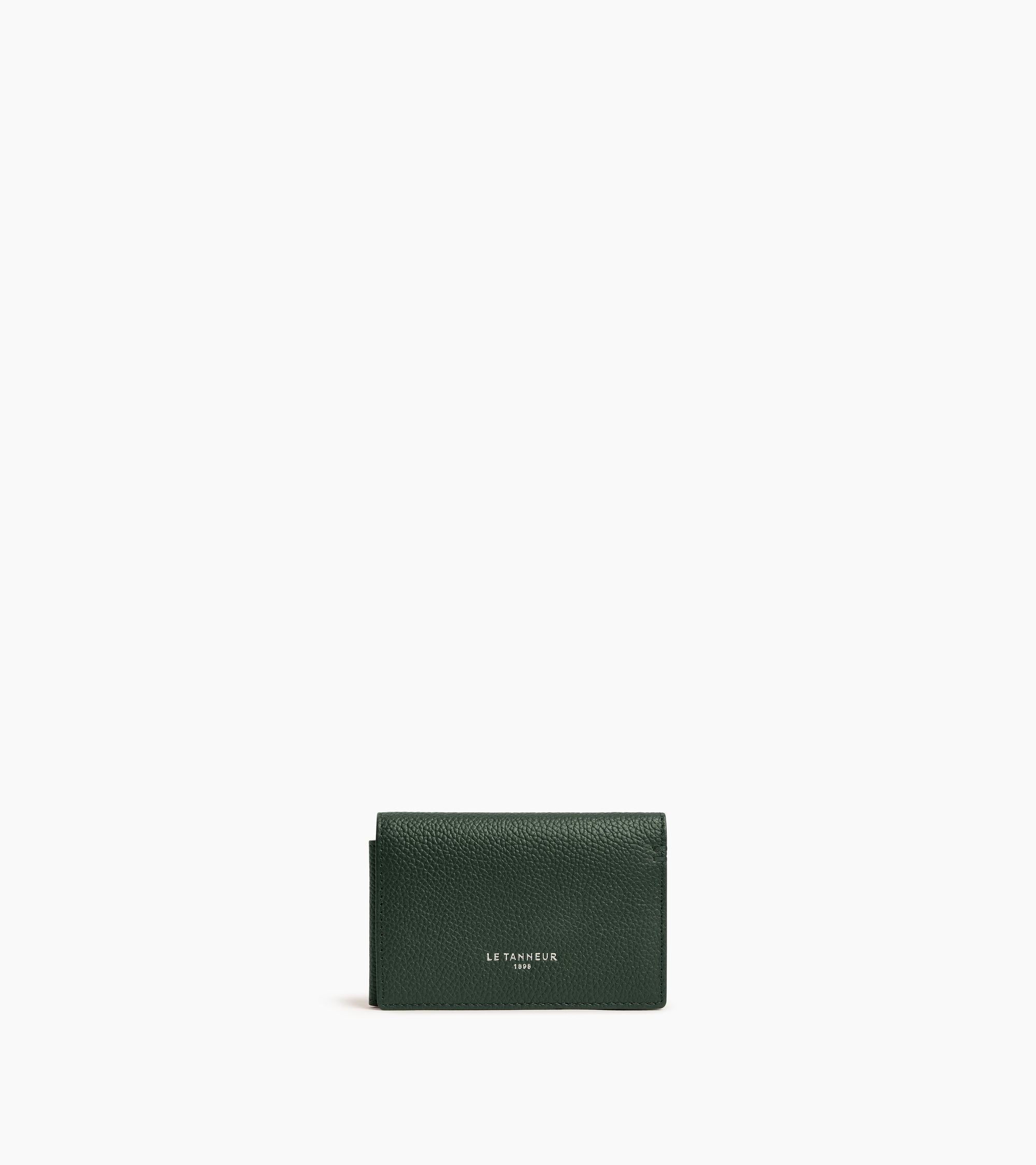 Lucien horizontal two-fold card holder in grained leather