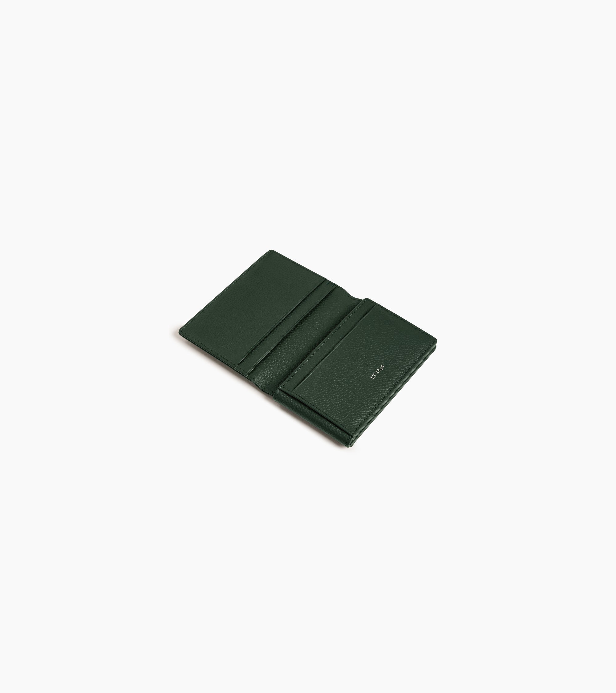 Lucien horizontal two-fold card holder in grained leather