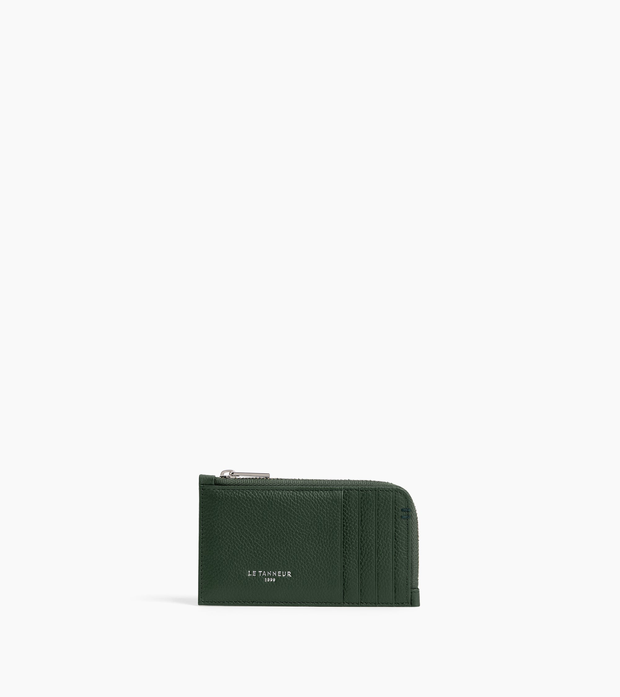 Lucien large zipped card holder in grained leather