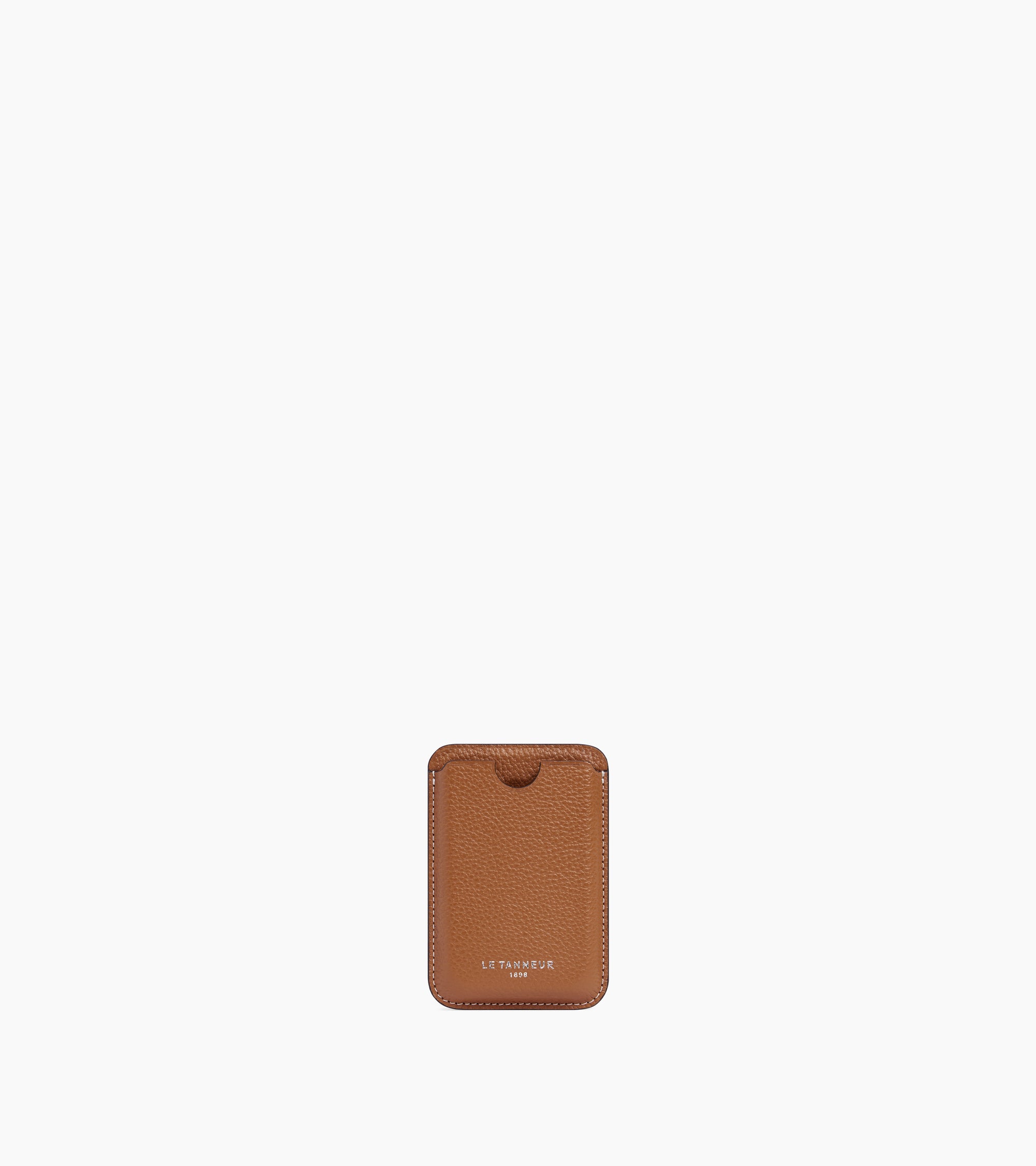 Magnetic card holder in grained leather
