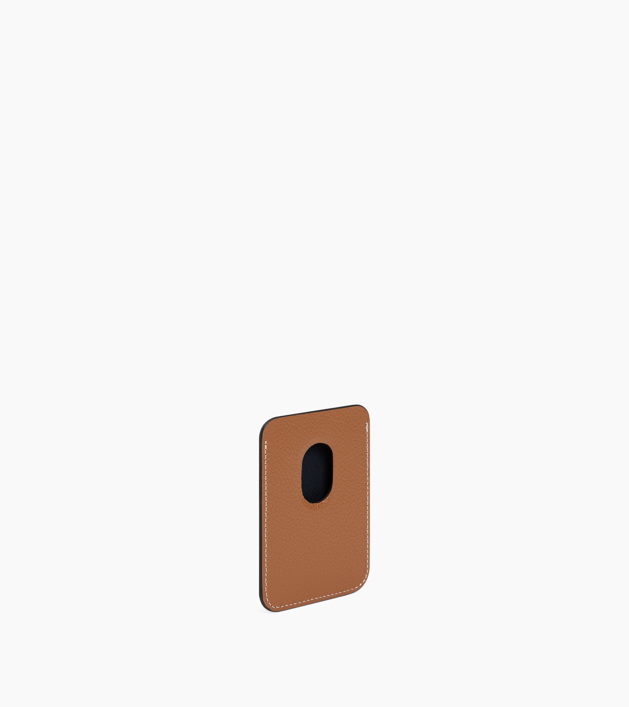 Magnetic card holder in grained leather