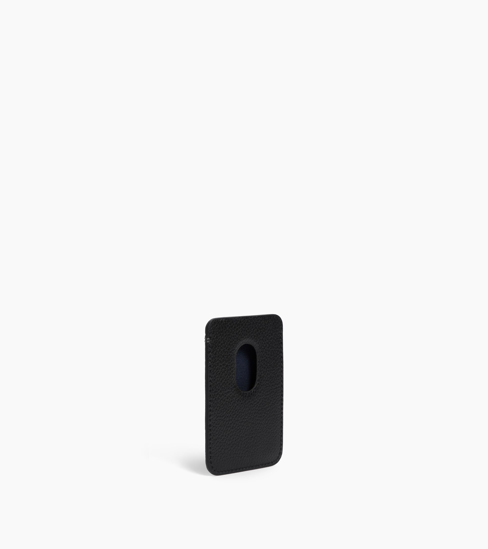 Magnetic card holder in grained leather