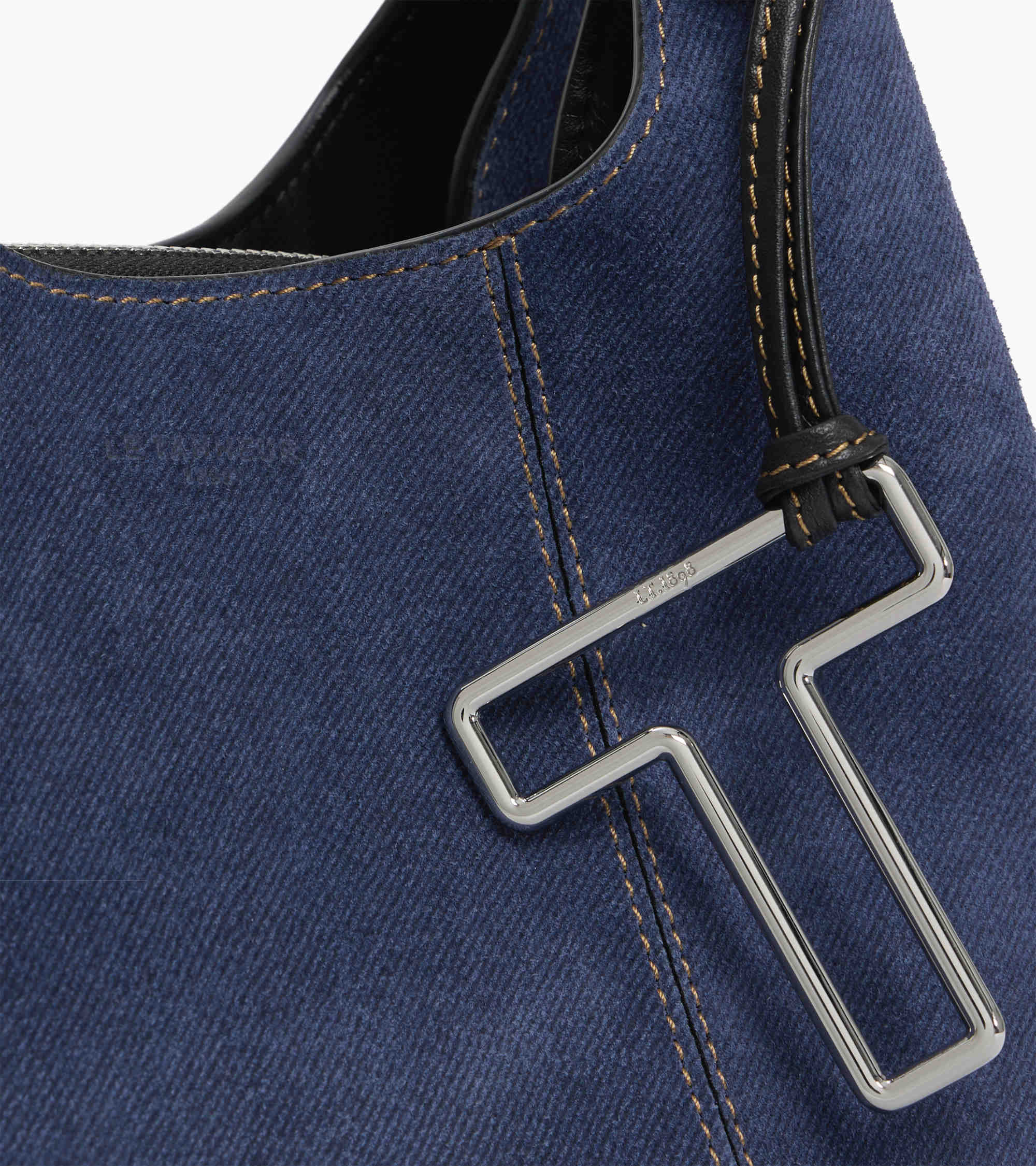 Juliette small handbag in denim-effect suede leather