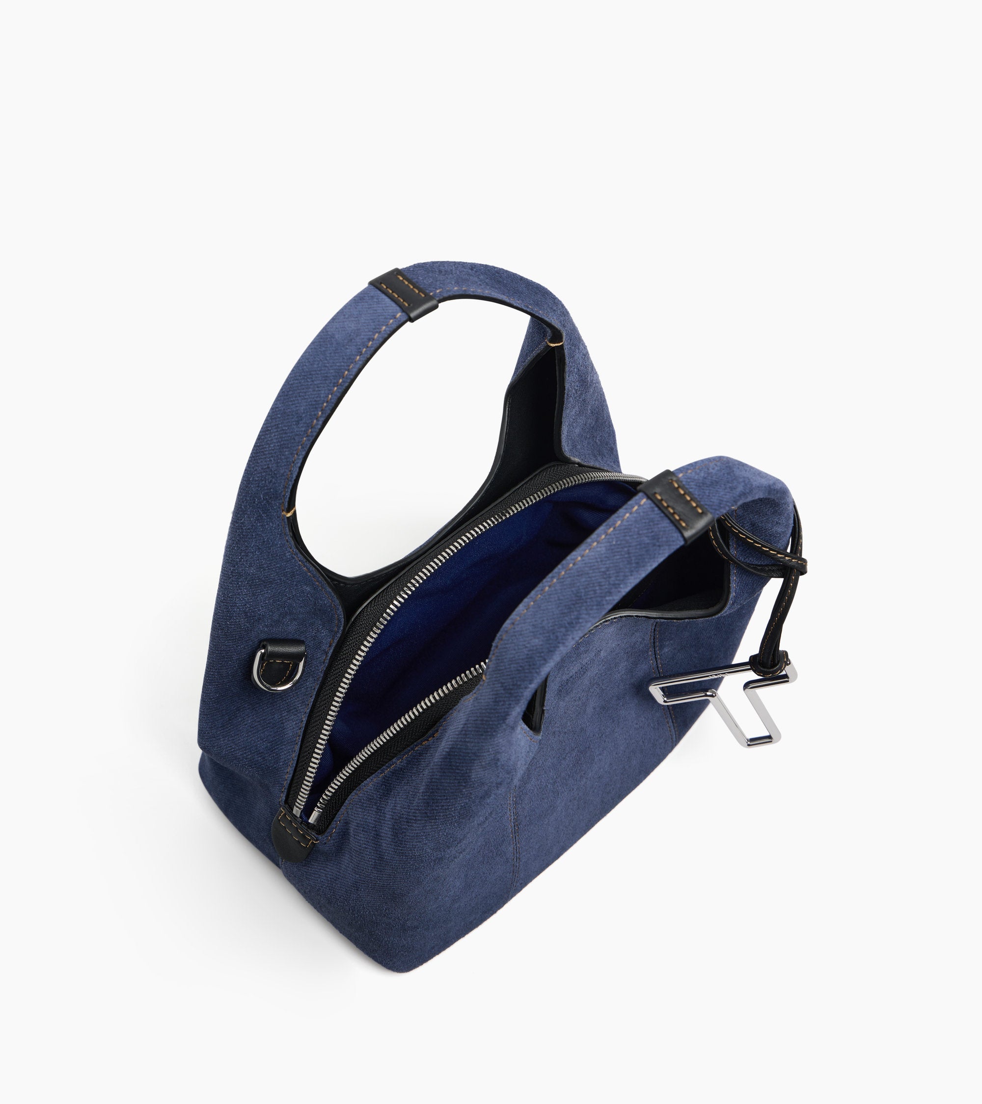 Juliette small handbag in denim-effect suede leather