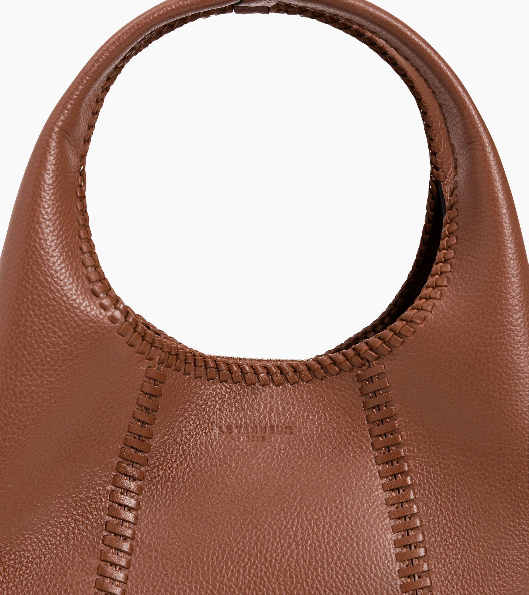 Juliette small handbag in grained leather with topstitching