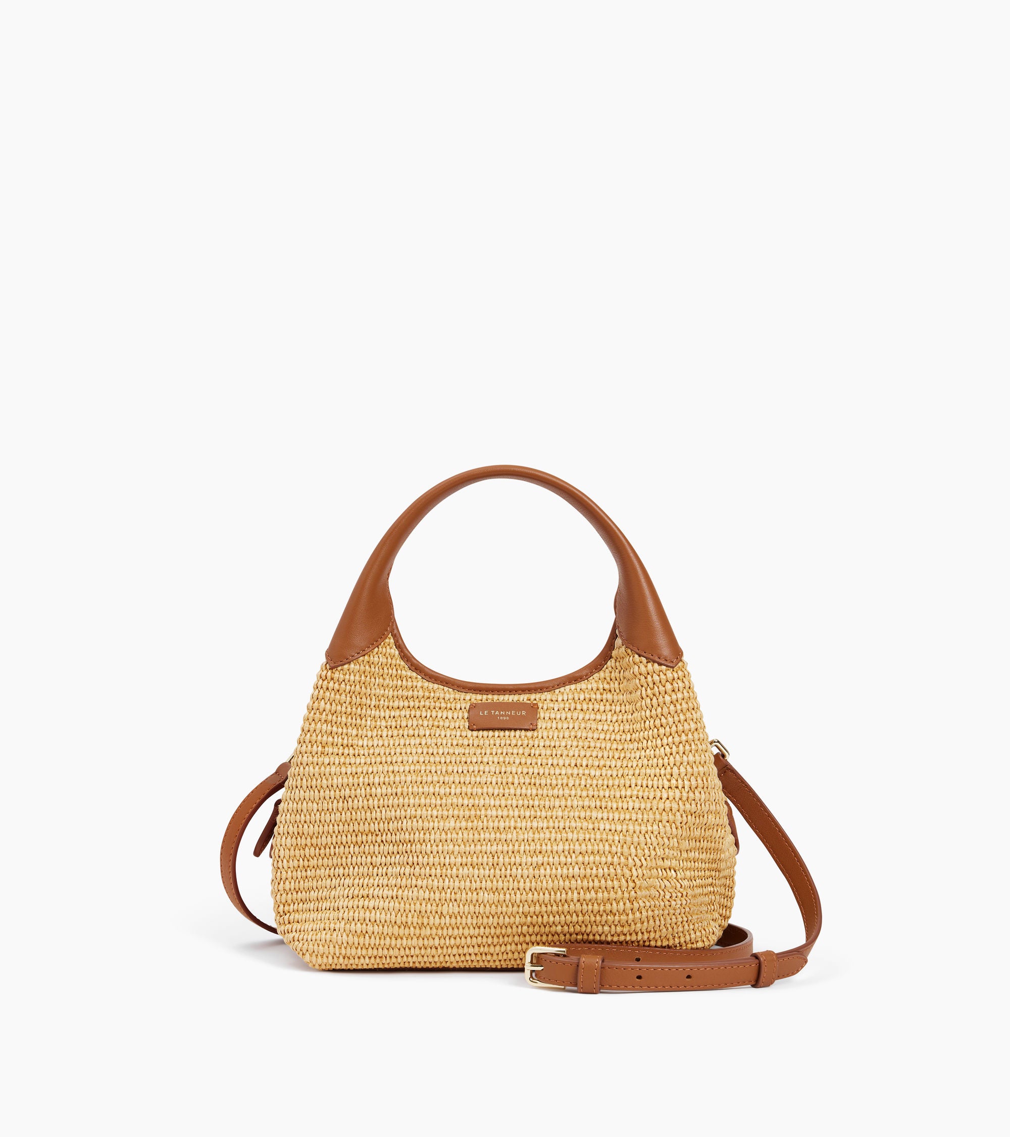 Small Juliette handbag in raffia effect and smooth leather