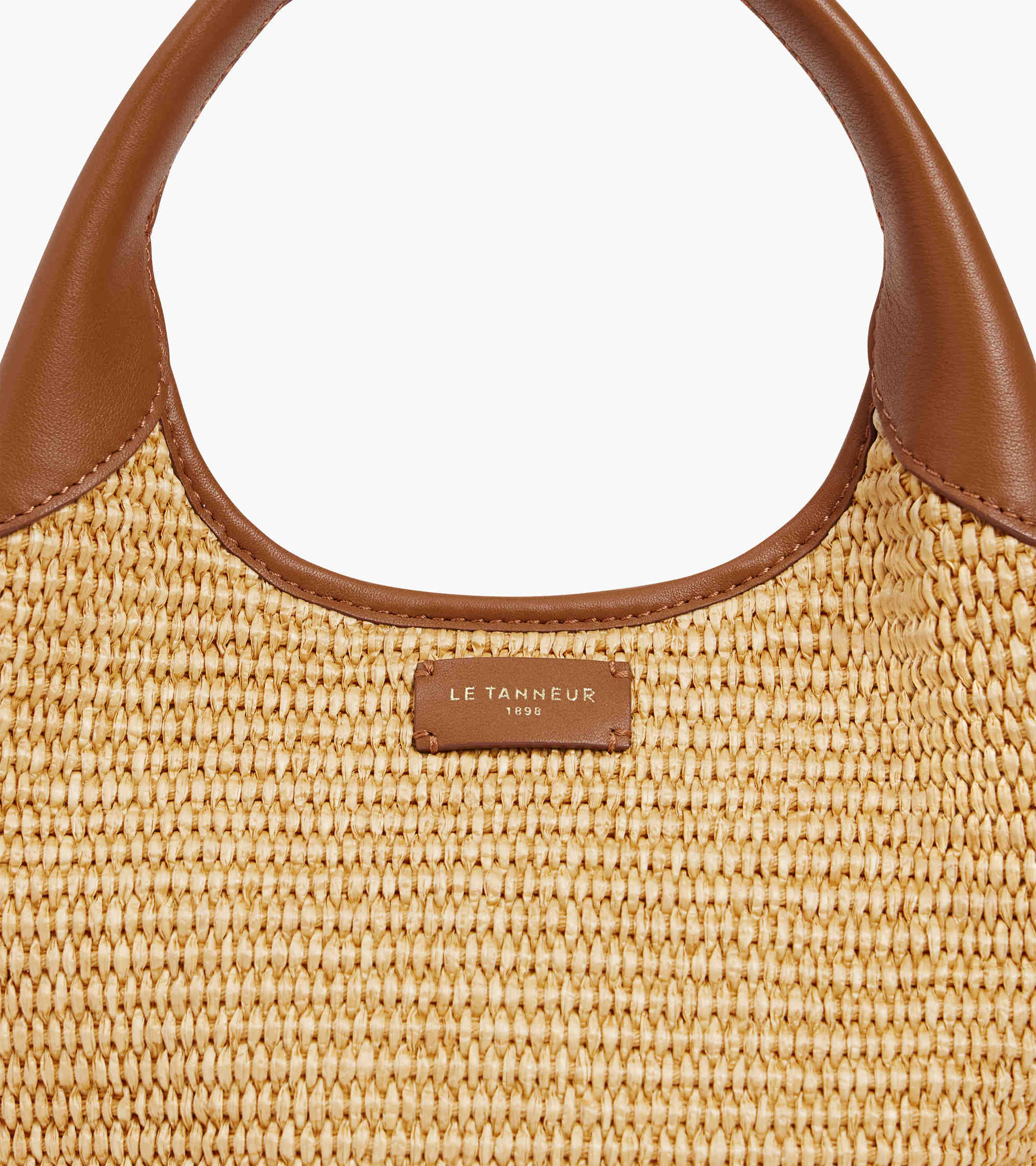 Small Juliette handbag in raffia effect and smooth leather