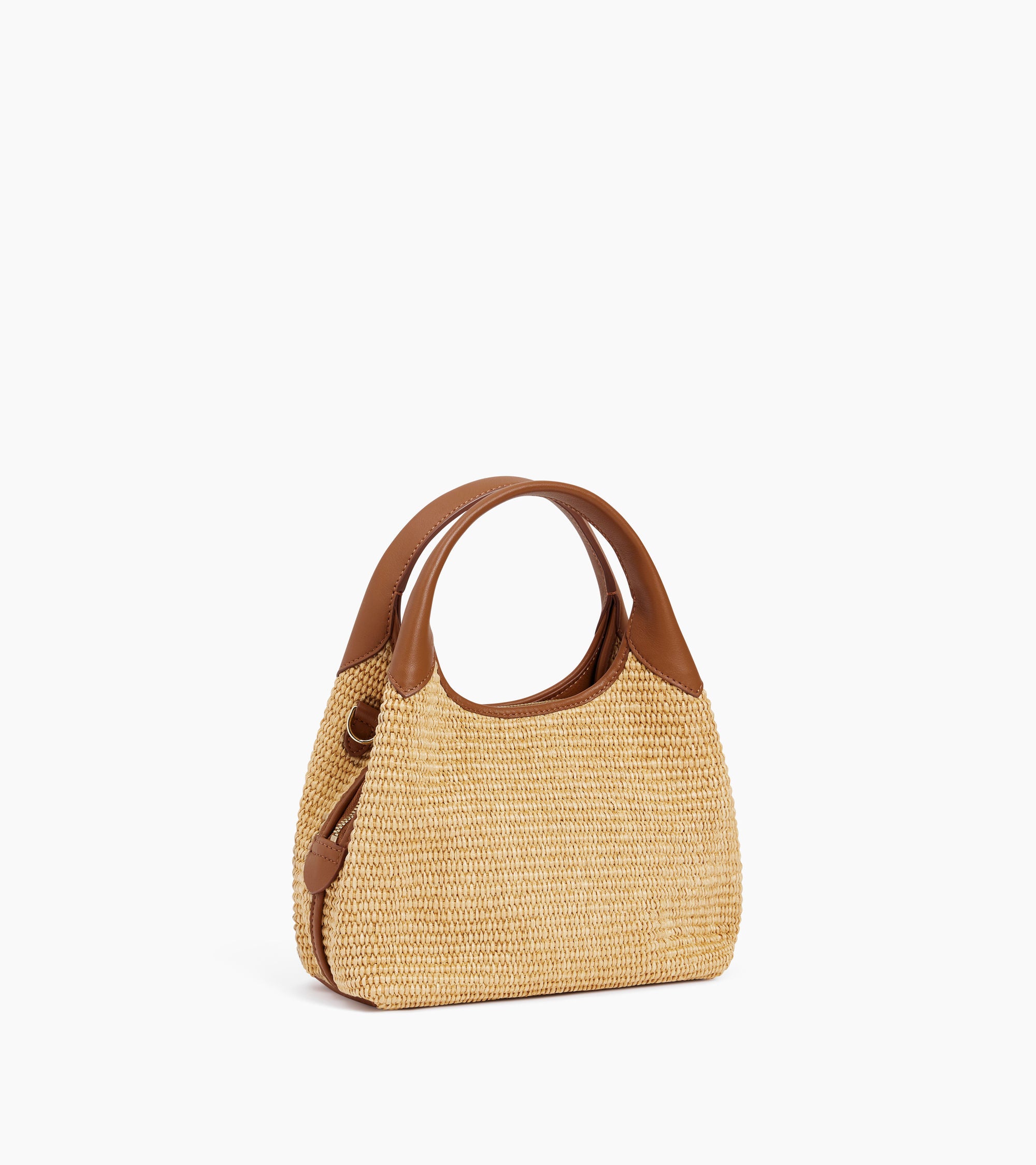 Small Juliette handbag in raffia effect and smooth leather